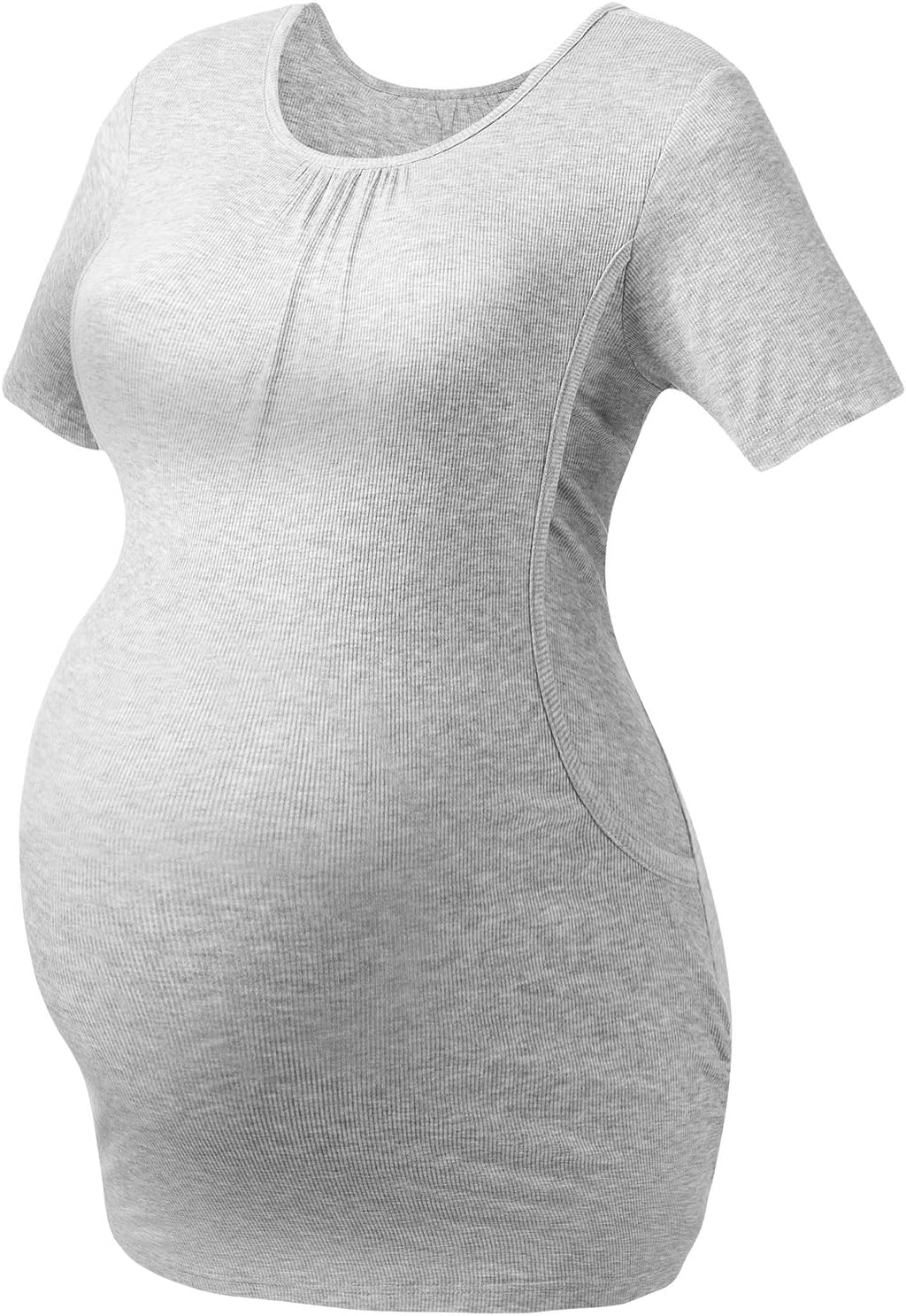 HOFISH Pregnant Seamless Nursing Bra with Pads Cami Tank Top with Clasp in Front for Easy Breastfeeding with Pads Shelf-Bra Top