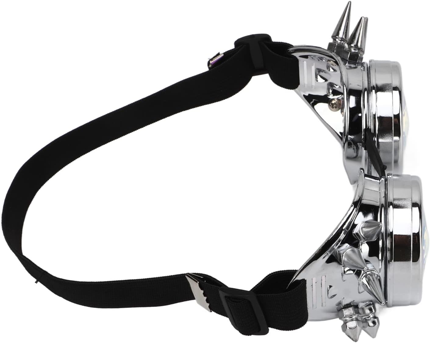 Steampunk Goggles, PC ABS Retro Psychedelic Rave Goggles with Adjustable Elastic Band, Adjustable Nose Rest Kaleidoscope Rave Glasses Festival Accessories for Christmas Halloween (Gloss Silver) - Gloss Silver image number 4