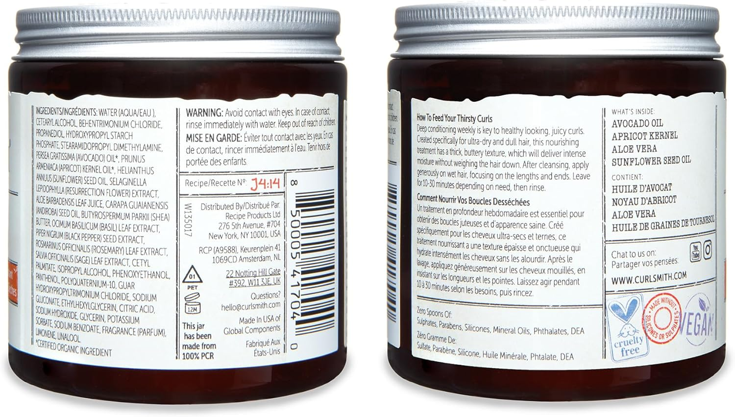 CURLSMITH - Double Cream Deep Quencher - Vegan Moisturising Deep Conditioner for Ultra Dry, Wavy, Curly or Coily Hair (8 Oz / 227G)