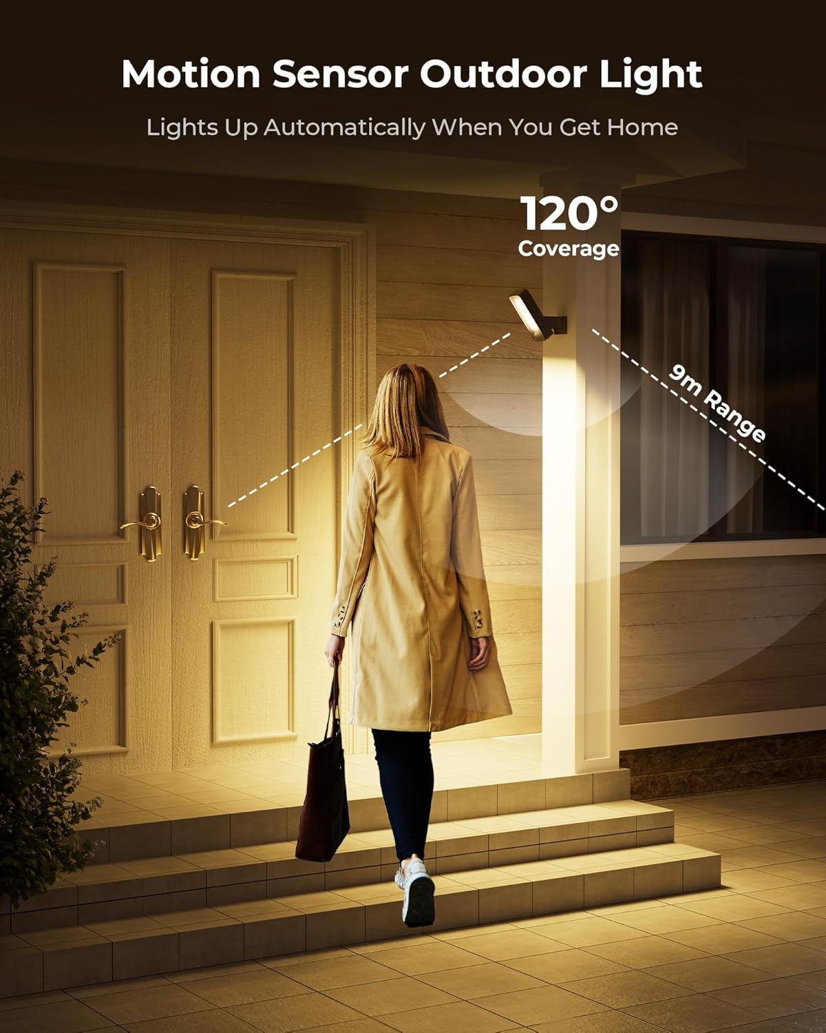 Rechargeable Motion Sensor Light with Remote, 10000Mah Battery Operated Outdoor Indoor Light with 3 Modes, 3 Color Temperatures, Waterproof Wireless Security Lamp for House, Fences, Patio image number 2