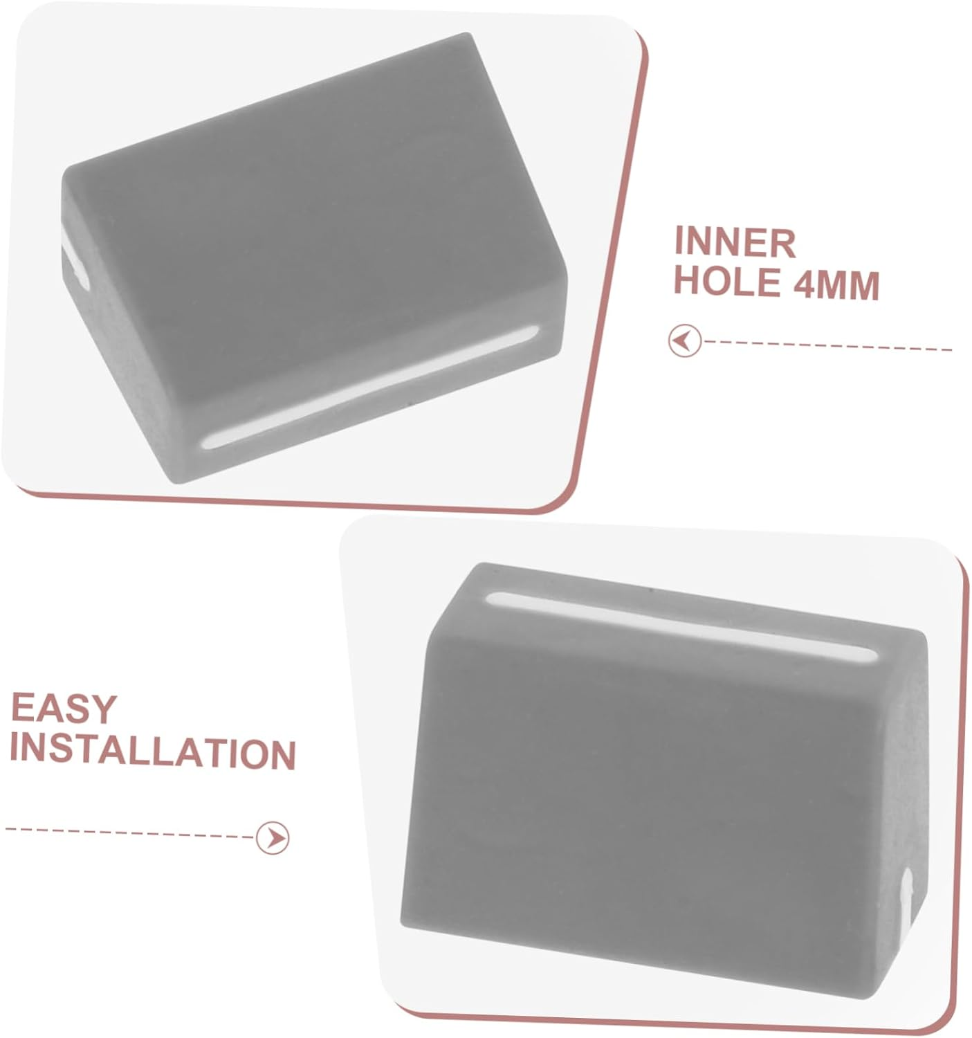 Vaguelly 5Pcs Grey 4Mm Hole Fader Cap Replacement for Mixer Console Slider Knobs Dj Deck Straight Slide Buttons Accessories - Grey image number 4