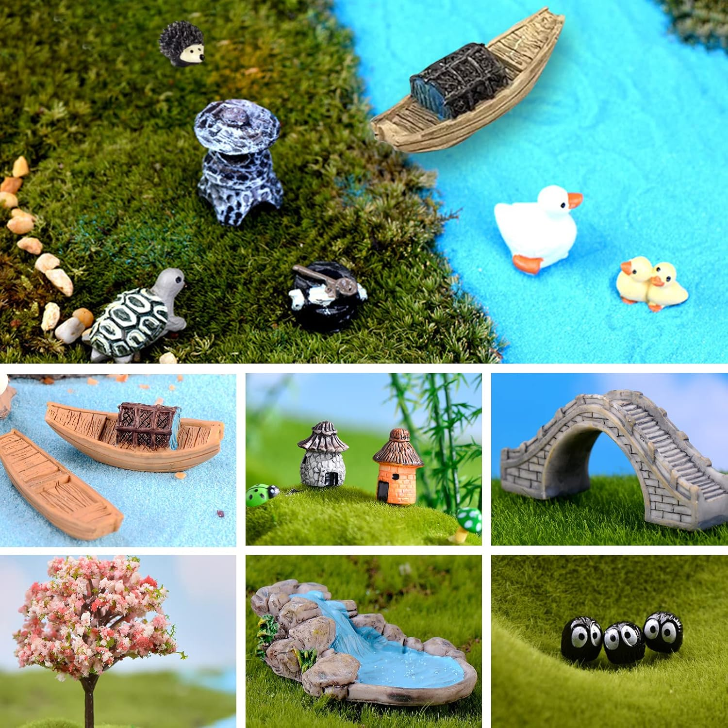 CHAKANLX Fairy Garden Accessories Outdoor, 42 Zen Accessories, Miniature Decorations Supplies for Micro Landscape Decoration Plant Pots Bonsai Craft Decor-Miniature Kit,Ca2-Hy1006