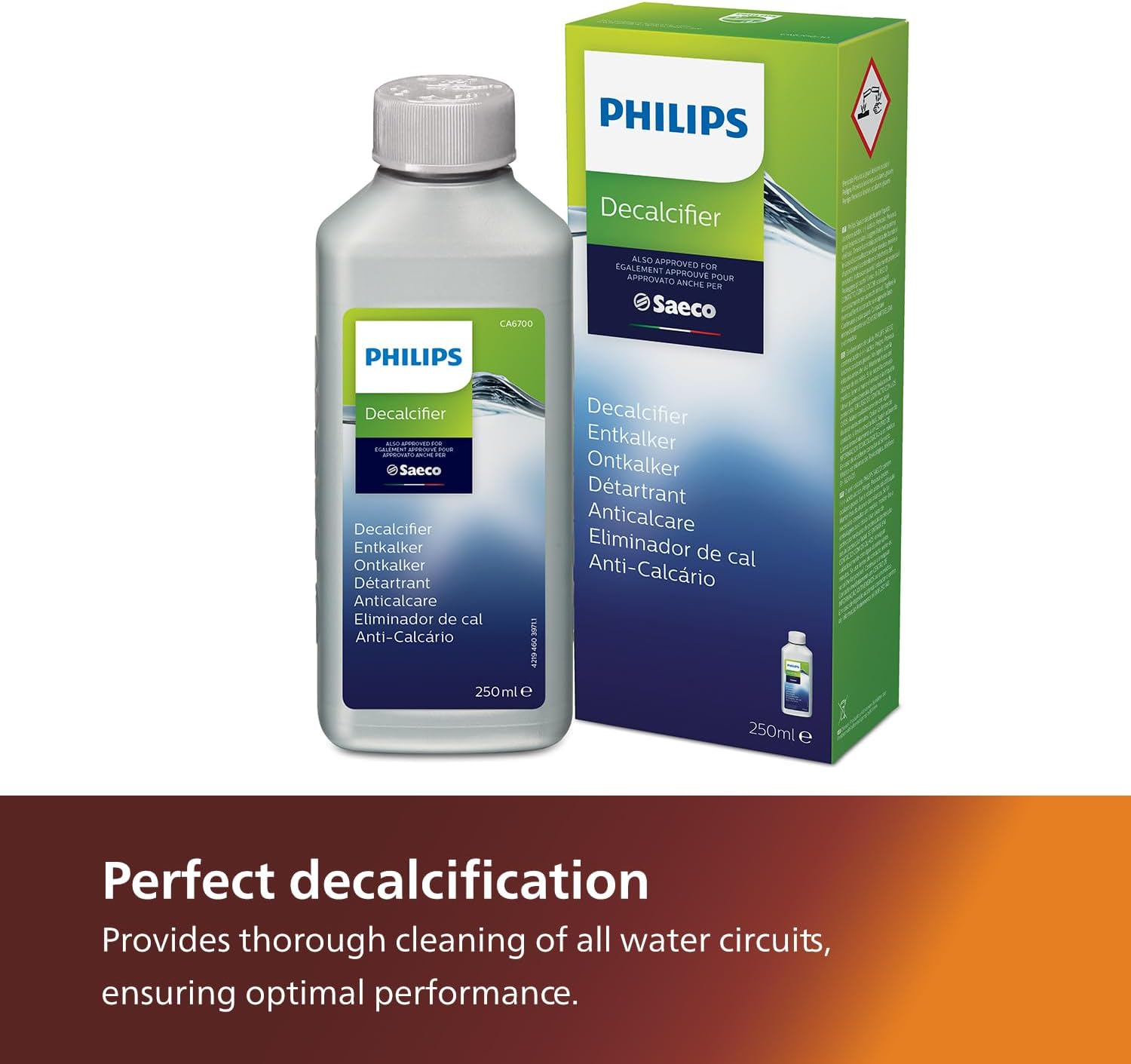 Philips Original Series Espresso Machine Descaler. Perfect Decalcification. Protected from Limescale. Philips Approved Descaling. Maintain Coffee Taste. White (CA6700/55) image number 1