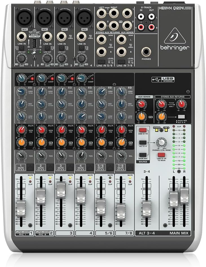 Behringer XENYX Q1204USB Q1204USB Behringer XENYX Q1204USB Premium 12-Input 2/2-Bus Mixer, Black image number 1