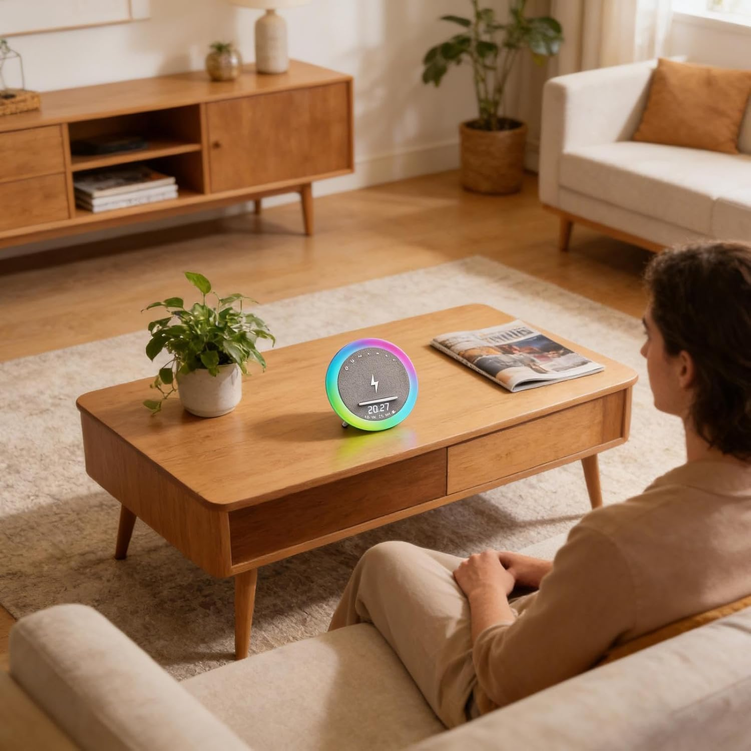 Wjnflqn Portable Speaker | 4-In-1 Fast Charging with Night Light,4-In-1 Cell Phone Wireless Charger Speaker - for Home Office Dorm Apartment Bar Travel Men Women Birthday Christmas image number 1