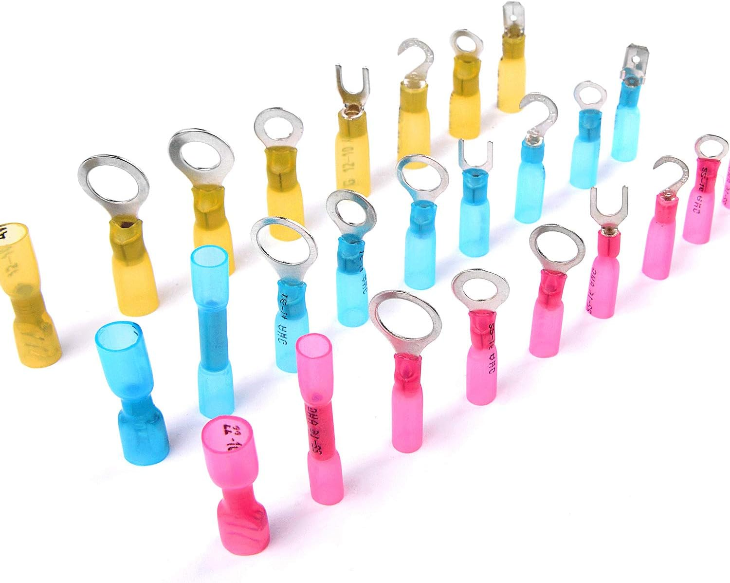 Nilight 135 PCS Heat Shrink Wire Connectors - Electrical Terminals Kit - Marine Automotive Crimp Connector Assortment - Ring Fork Hook Spade Butt Splices
