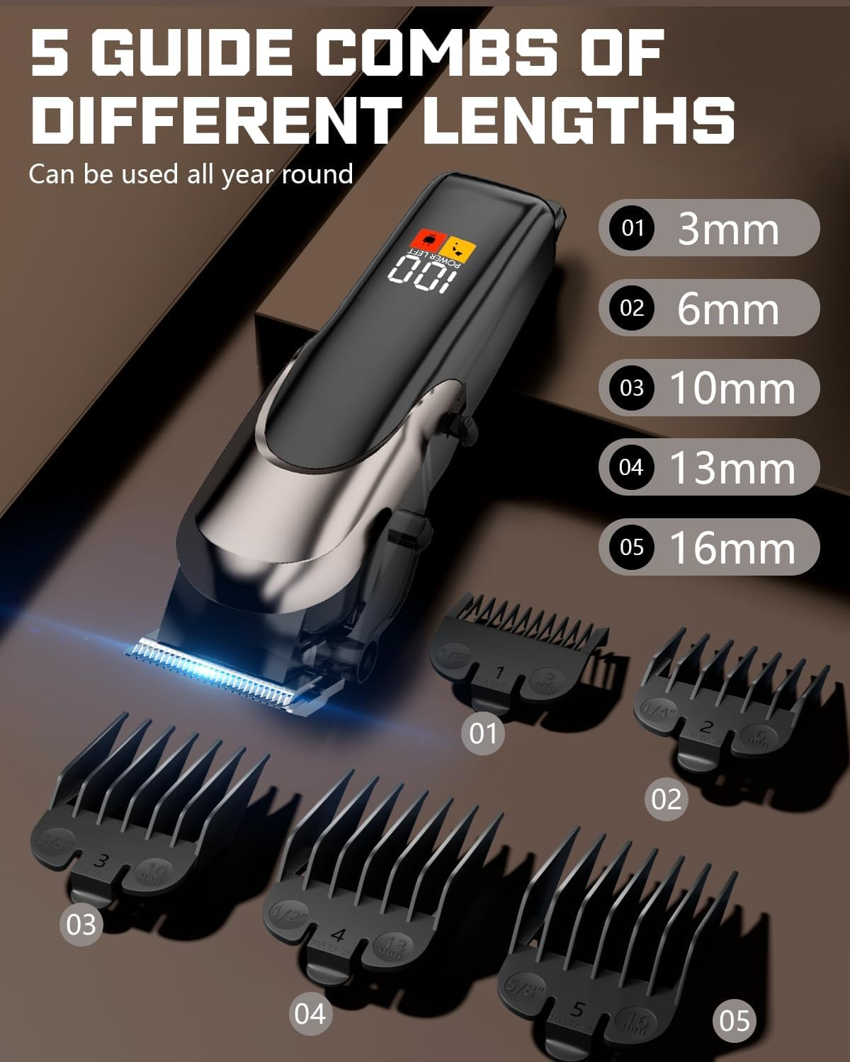 ACE2ACE Dog Clippers, Professional Pet Clippers for Dogs, Rechargeable Cordless Low Noise Grooming Razor Perfect for Thick/Heavy Coats image number 4