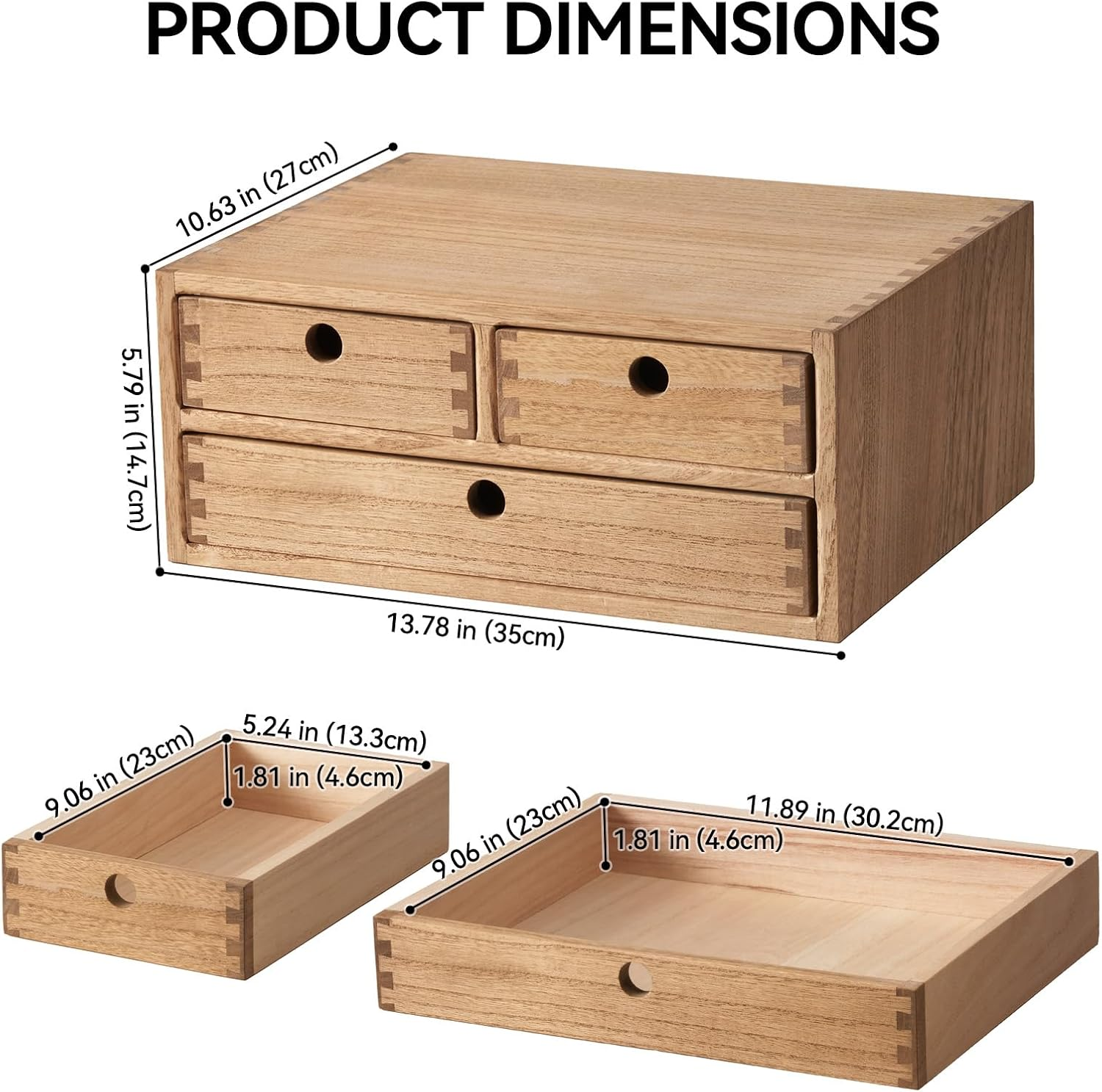 Kirigen Wooden Desktop Organizer - Office Supplies Filing Tidy Storage Shelf - Storage Cabinet/Jewelry Organizer with 3 Drawers(Br, 2-Layer &3 Drawers) image number 7