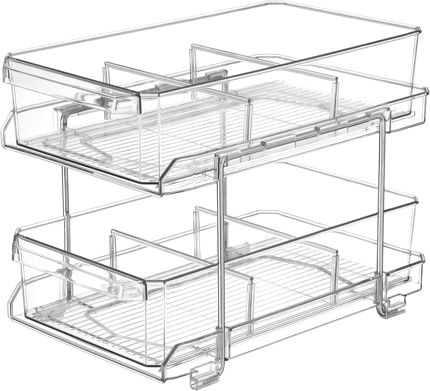 2 Tier Clear Pull Out Cabinet Organizer for Pantry Organiser, Medicine Cabinet Storage Bins, Kitchen Storage and Organisation, under Sink Storage Drawer Organiser for Countertop, Bathroom image number 6
