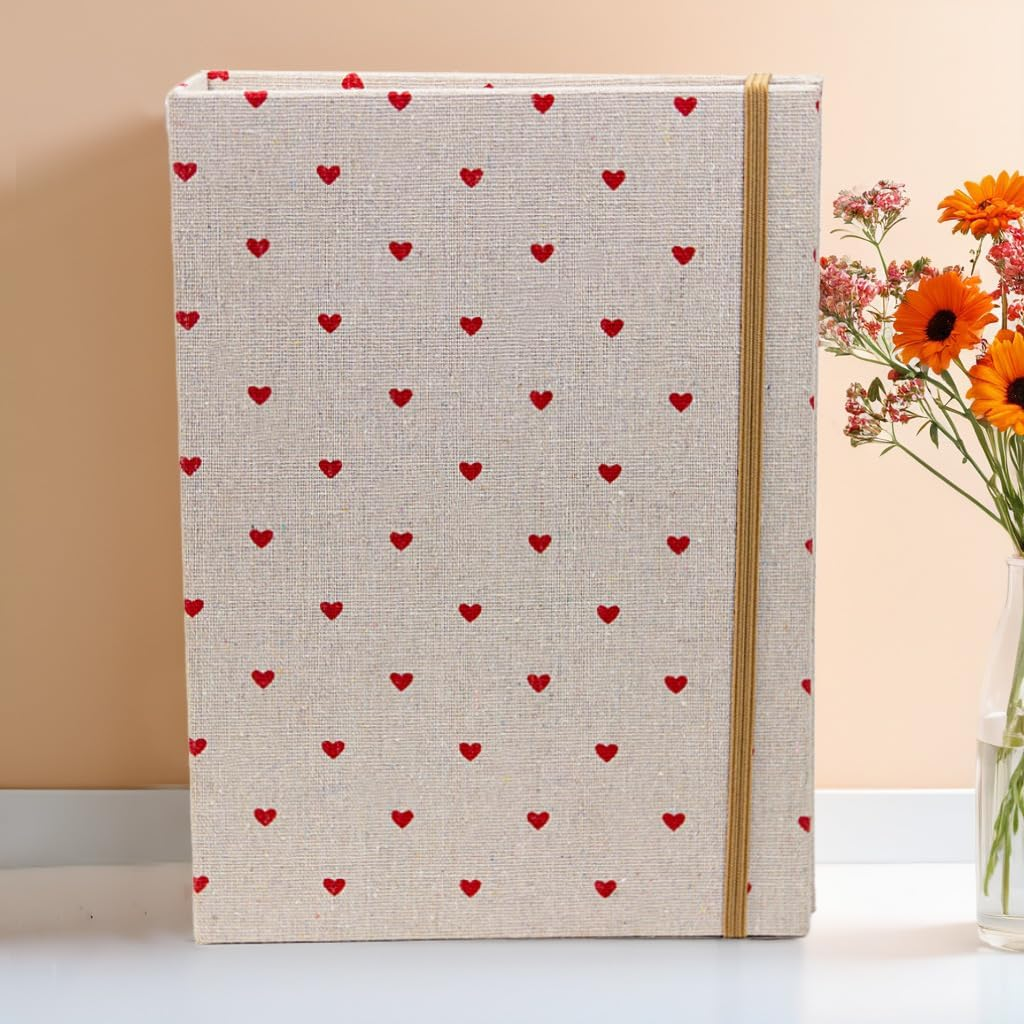 4X6 Photo Album Soft Linen Cover Family Memory Book Large Album 200 Photos for Art Postcard Picture Storage Baby Keepsake Vacation Birthday DIY Record Memories(Red Hearts) image number 3