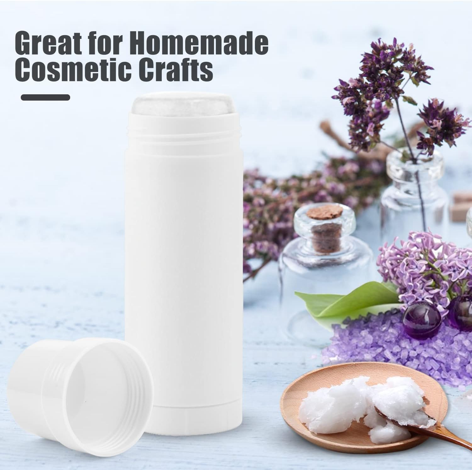 60Ml/2Oz Plastic Deodorant Containers round Twist up Empty Bottles Refillable Stick Deodorant Tubes for Heel Balm Lotion Bar Crayon DIY Lipstick - 8 Pack