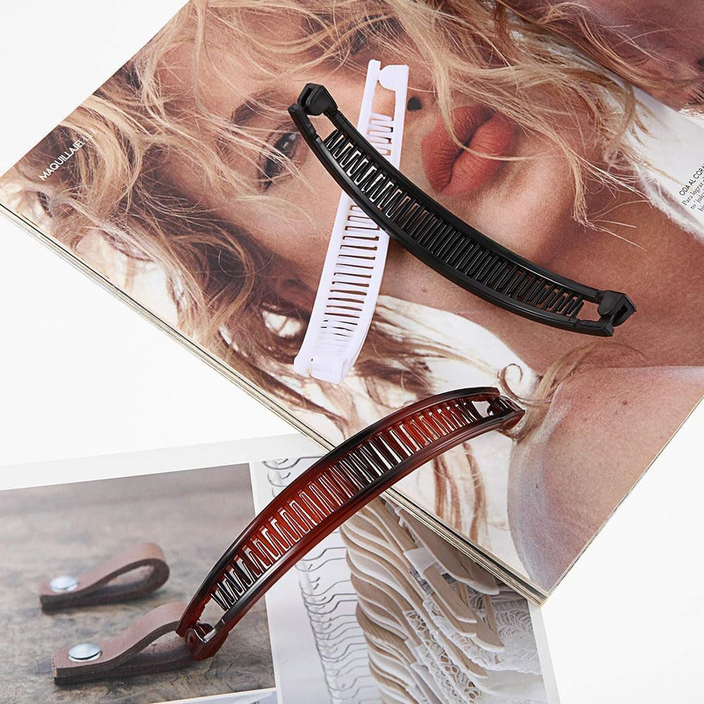 Black and Brown Hair Claws Vintage Combs Tool for Thick Curly Hair Long Hair Clips Banana Hair Comb Fish Handle Slide Hair Clips Claws Set for Women Accessories image number 2