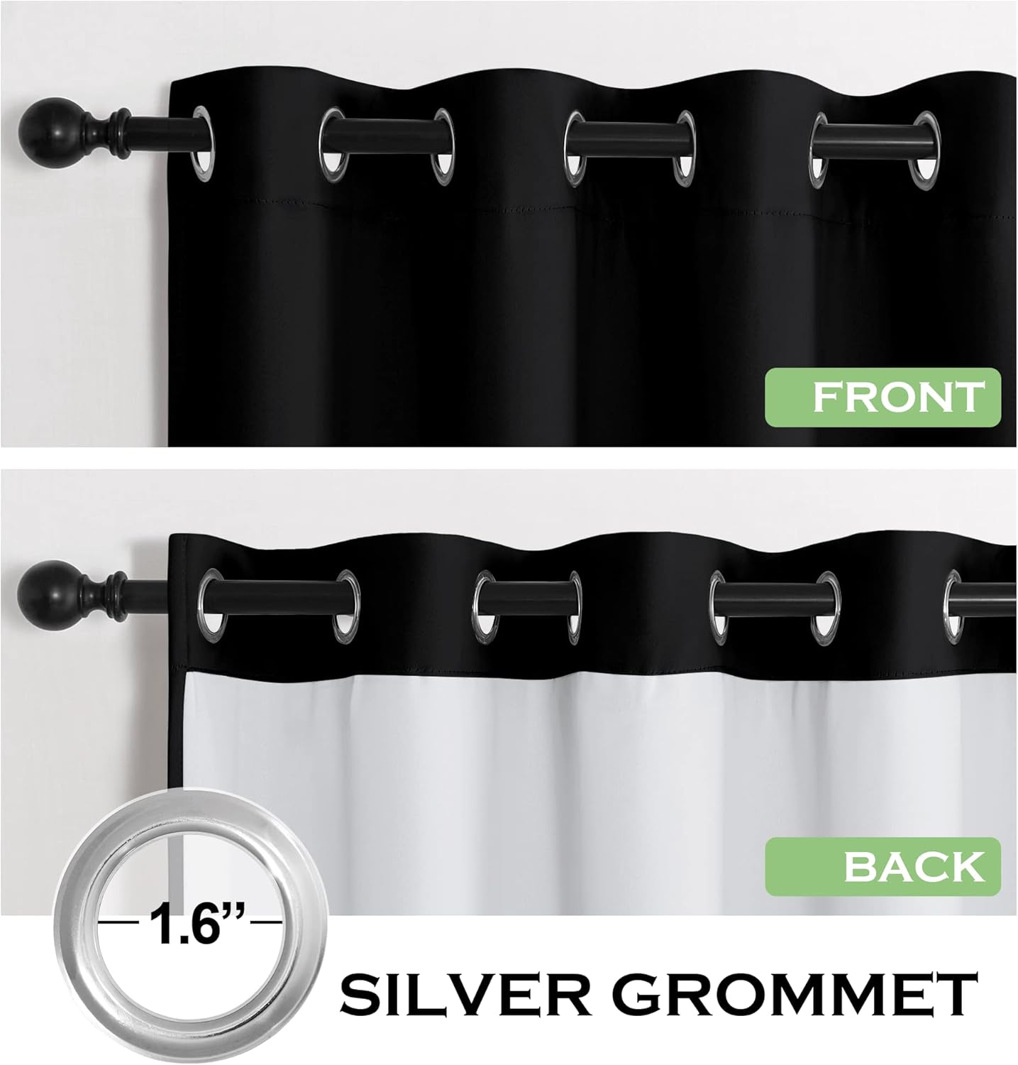 KGORGE anti Dust Soundproof 100% Blackout Curtains 4 Layers Heavy Duty Energy Efficiency Window Curtains for Living Room Baby Bedroom Home Office Studio, Wide 52 X Long 95 Inches, Black, 2 Panels image number 4