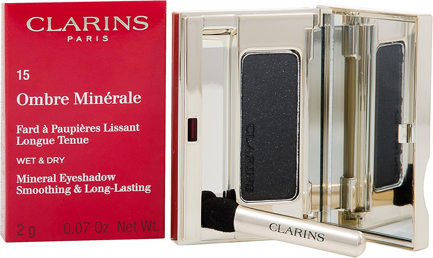 Clarins Ombre Minerale #15 Black Sparkle Eyeshadow 2G - Wet & Dry, 2 G
