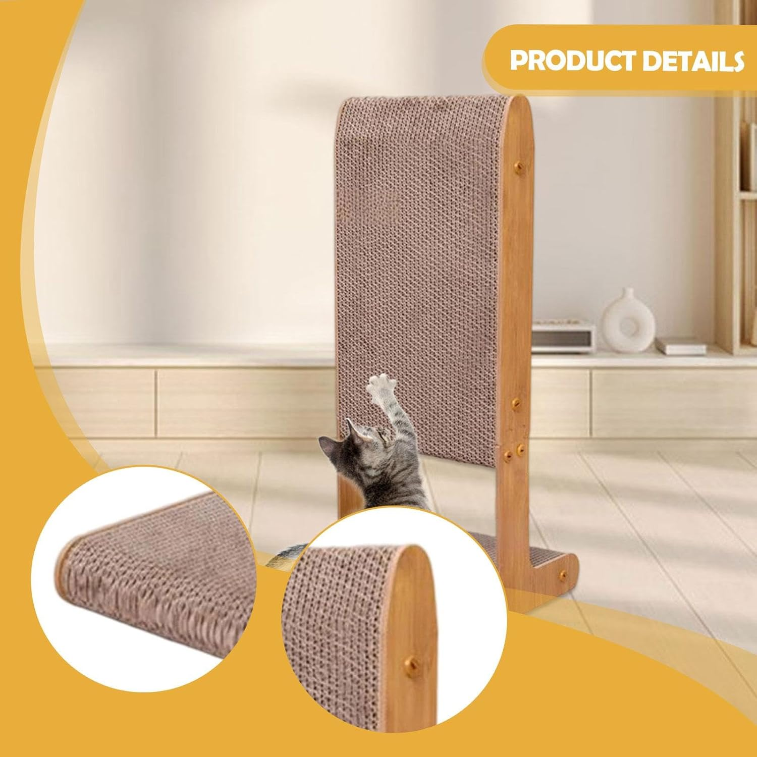 Yuksok T Shaped Cat Scratcher Pet Supplies, Rest and Play, with Bell Ball Toy for Indoor, Cat Scratching Board Furniture Protector, Style A - Style A image number 6