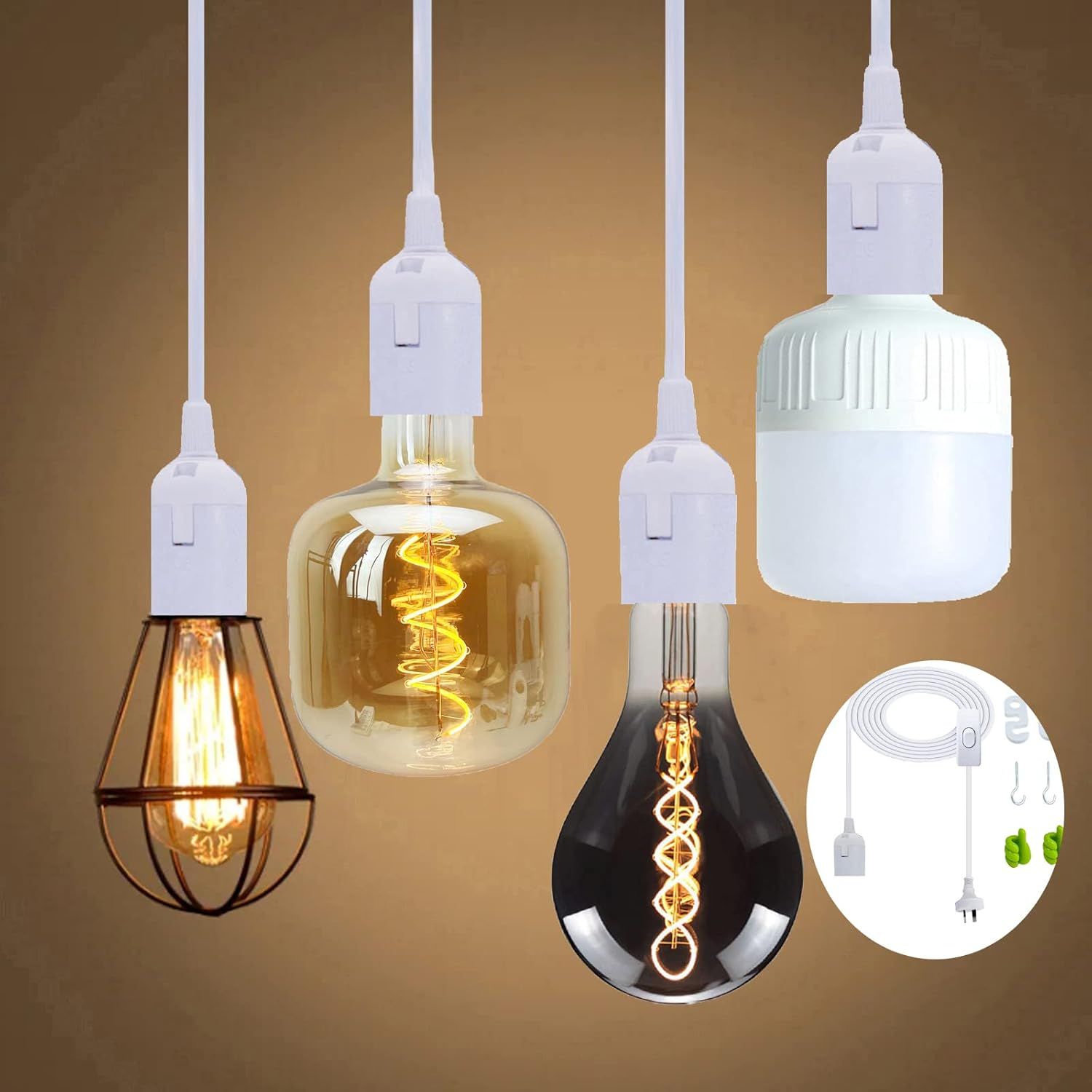 E27 LED Light Bulb Base 3M Extension Cable Cord with On/Off Switch, E26 Lamp Holder Socket AC AU Power Plug, Lights Lamp Bulb Cord for Bedroom Kitchen Plant Growth DIY Hanging Lanterns Pendant Light