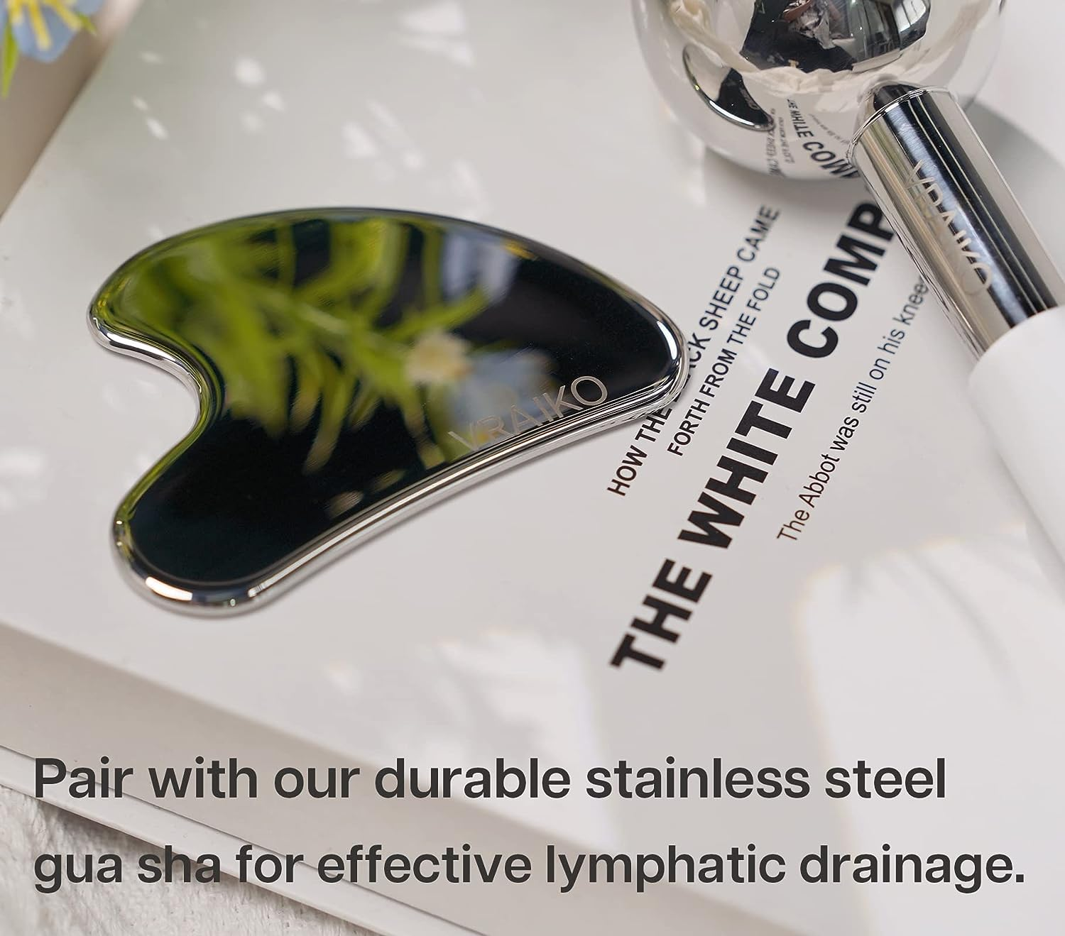 VRAIKO ICES Globes for Facials & Gua Sha Set, Gua Sha Facial Tools and Cryo Sticks with Unbreakable Steel for Face, Face Massager Cooling Rollers for Dark Circles, Puffiness and Lymphatic Drainage (WHITE) image number 4