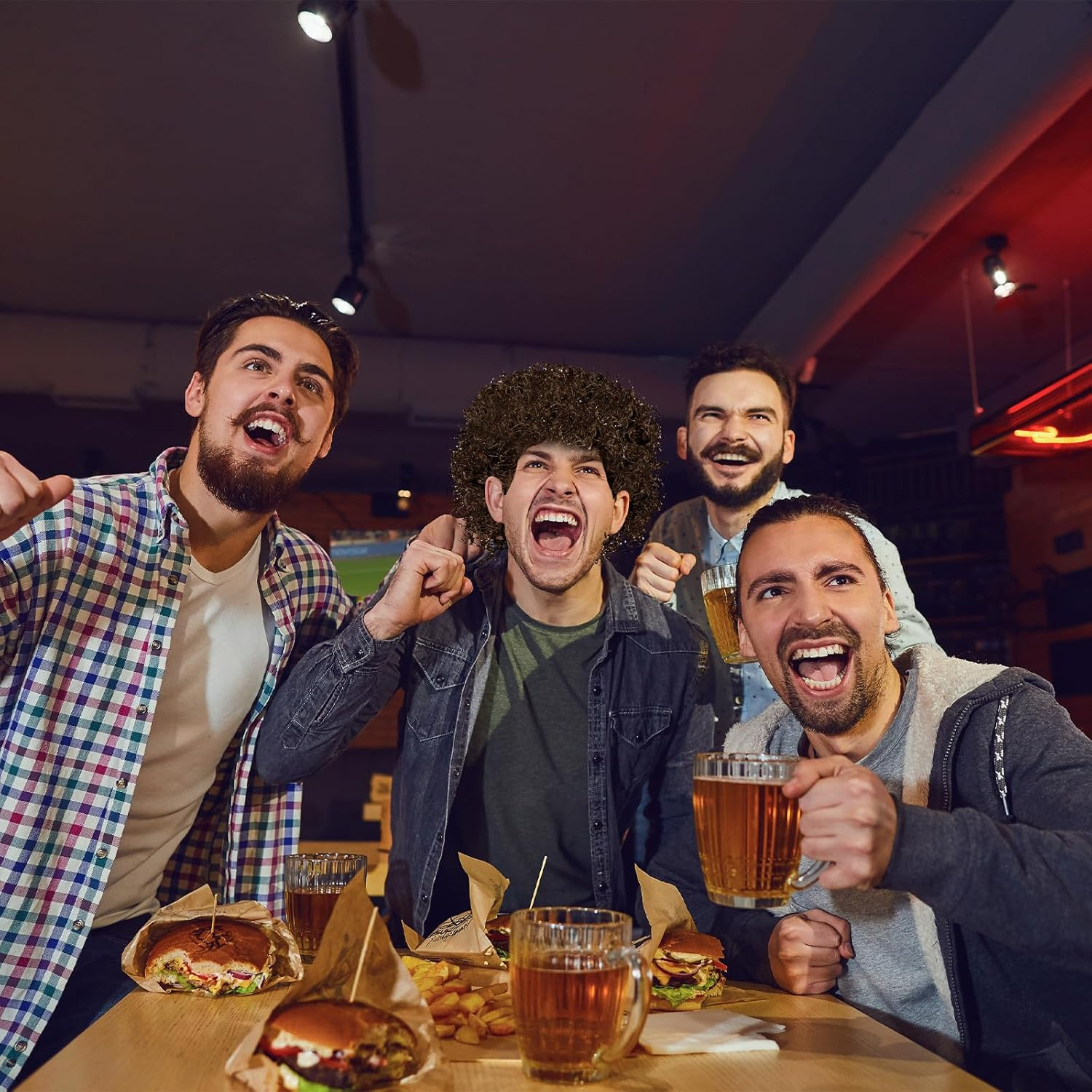 Wigs for Men,80S Wigs,Retro Pop Rock Curly Mens Wig,Suitable for Halloween,Christmas,Birthday Parties,Role Play (Brown)