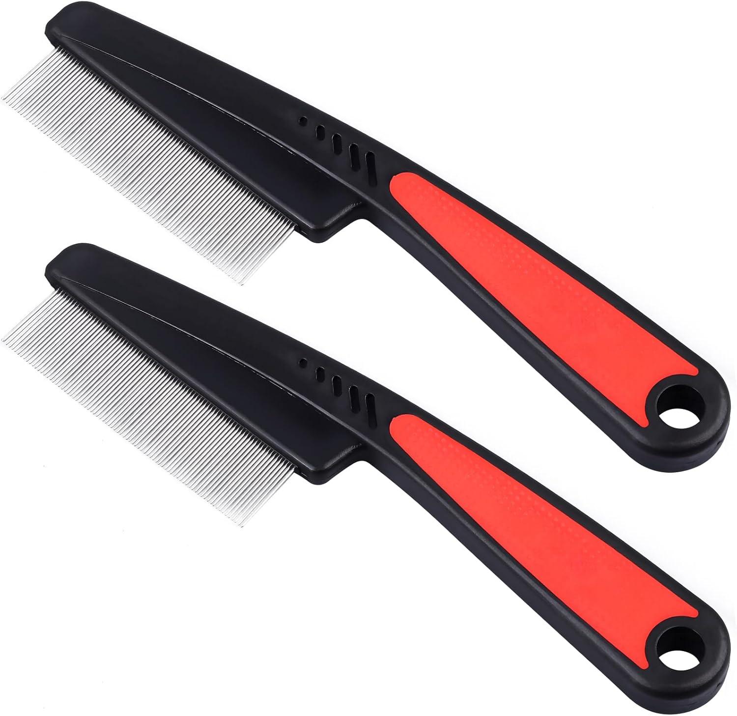 Fine-Tooth Dandruff Comb, Durable Stainless Steel Dandruff Removal, Professional Hair Styling Tool for Adults and Kids (Black+Red) image number 5