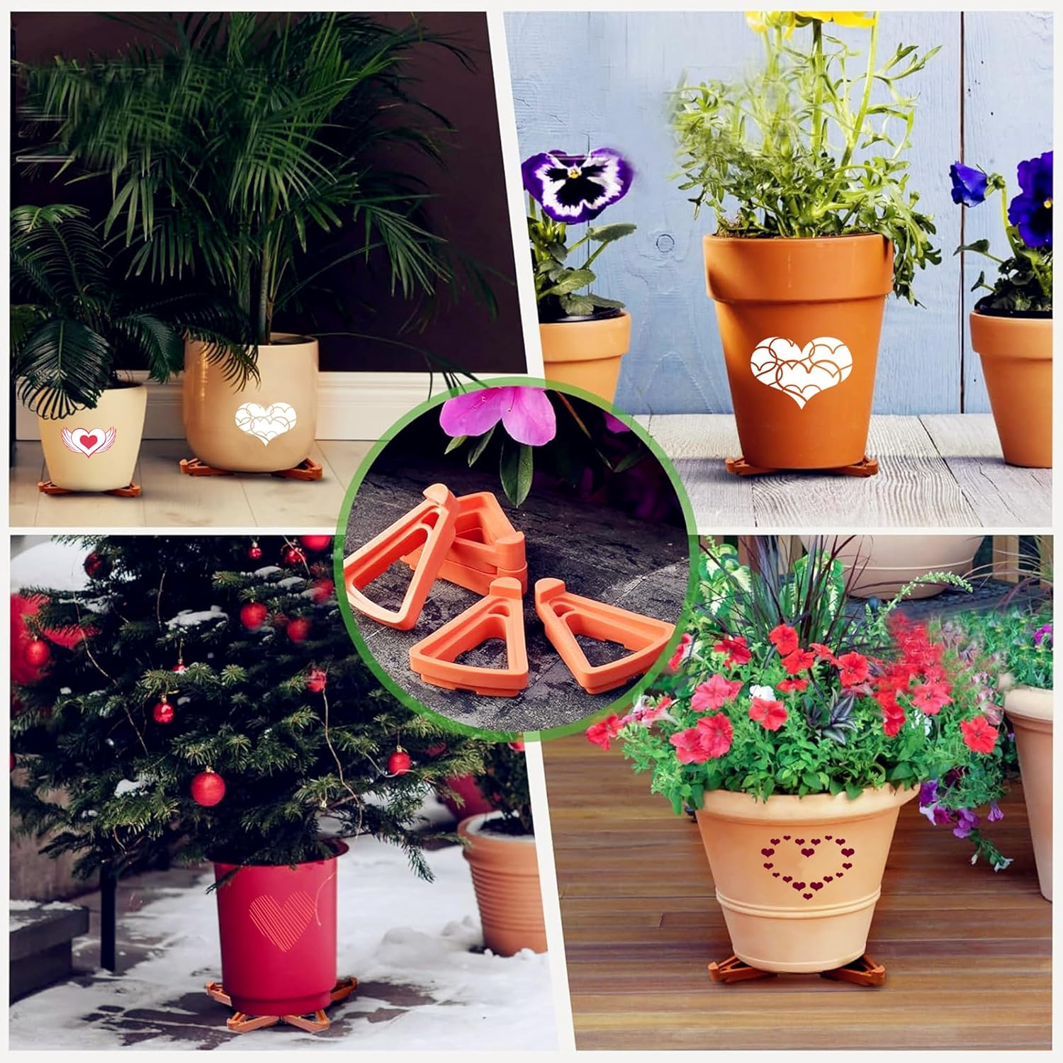 16 Pcs Plant Pot Risers Brick,Triangle Flower Pot Feet Holders,Triangle Flower Pot Rack Holder Pot for Outdoor Planters Indoor Garden Plants Breathable Ventilated Moisture ﻿ image number 1