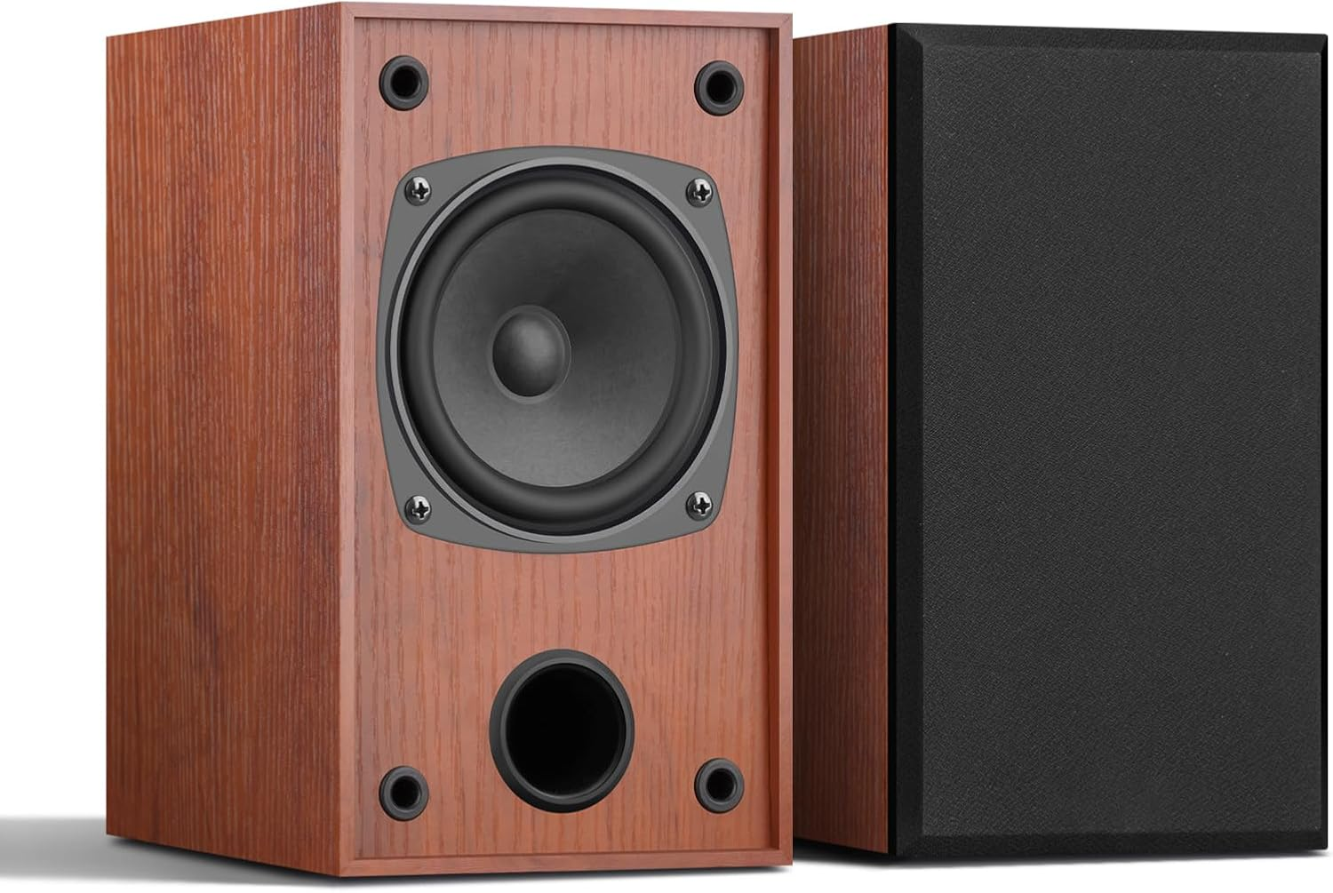 WMQ Passive Bookshelf Speakers Pair,30W *2 ，Stereo Hi-Fi Speakers with 4" Full-Range Driver & Built-In Wall-Mount, MDF Wood Enclosure,Ideal for Turntable, Needs Amplifier/Receiver (Wood Grain Color)