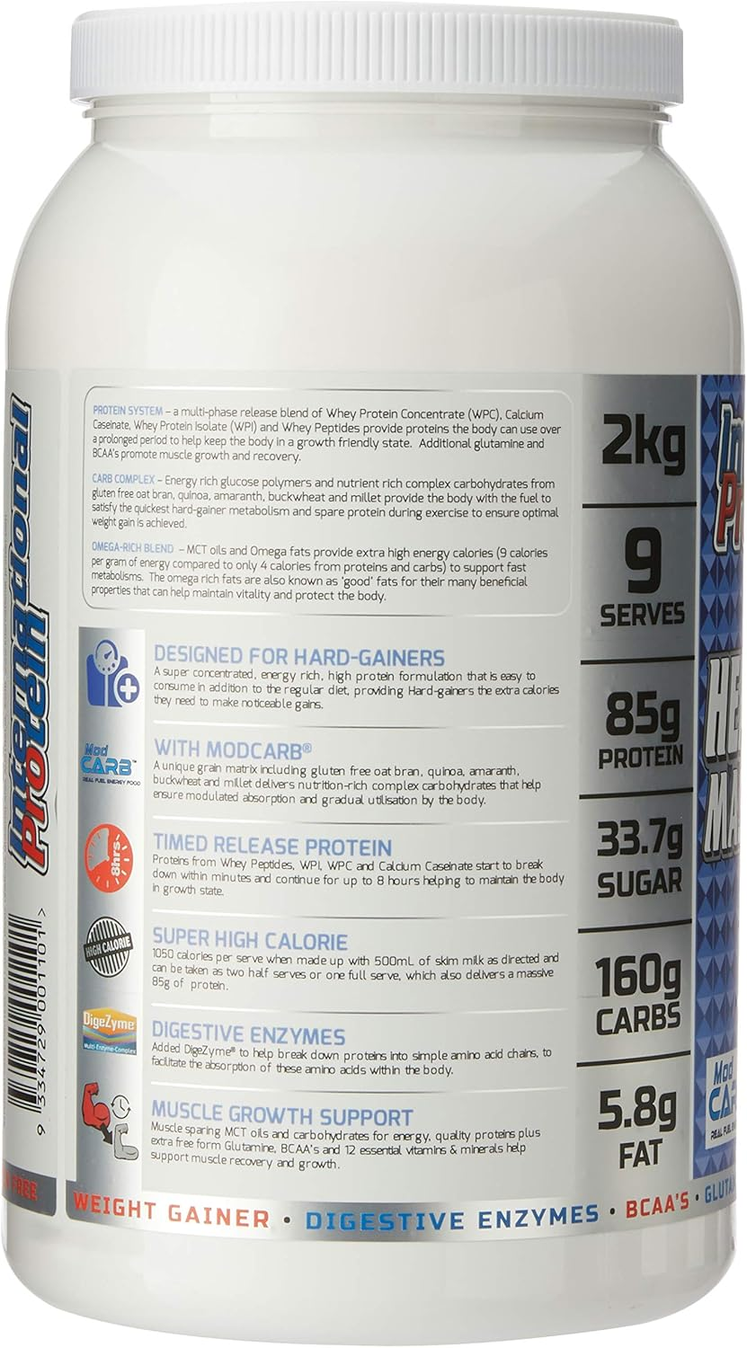 International Protein Heavy Weight Mass Gainer, Vanilla Ice Cream 2 Kg image number 3