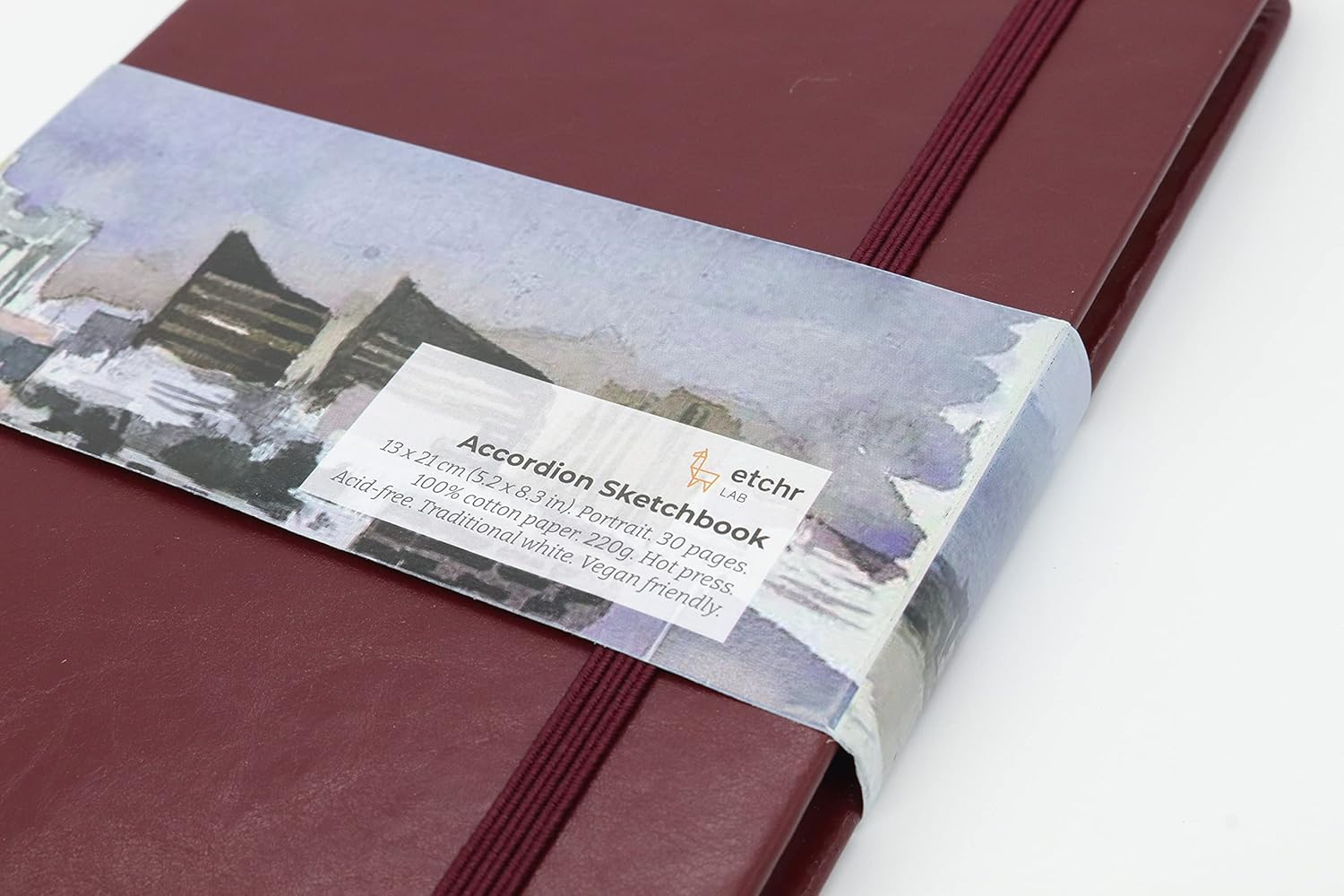 Etchr Watercolor Sketchbook Accordion 5X8In - 100% Cotton Watercolor Paper Journal - Hot Press Watercolor Paper image number 5