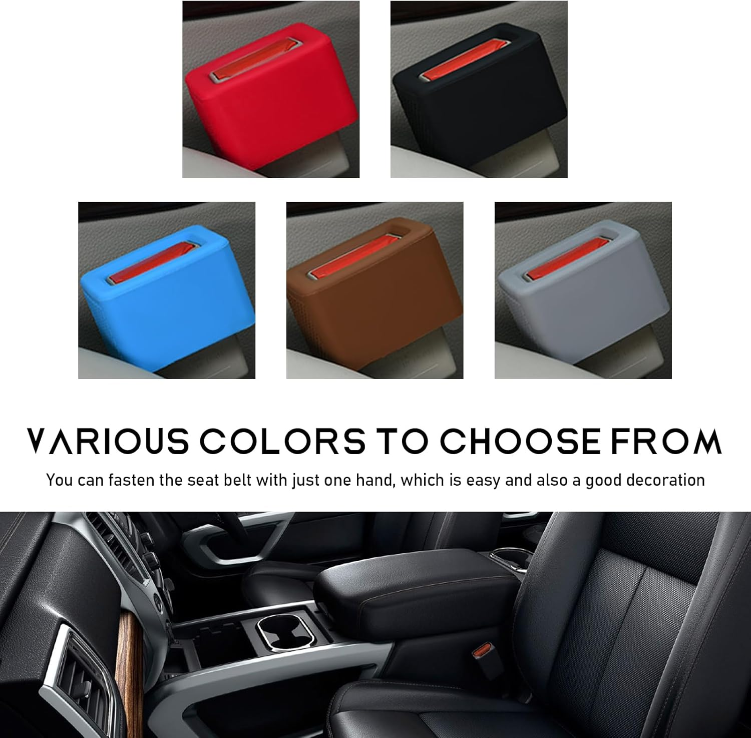 Ohleats 2 PCS Seat Belt Buckle Holder, Silicone Buckle Booster Raises Your Seat Belt for Easy Access, Buckle Cover Makes Receptacle Upright Buckling, Car Accessories for Kids (Black) - Blue image number 2