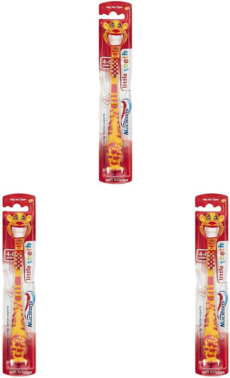 Macleans Kids Little Teeth Soft Toothbrush for Children 4-6 Years, Flex-O-Friends, Assorted Colors (Pack of 3) image number 2