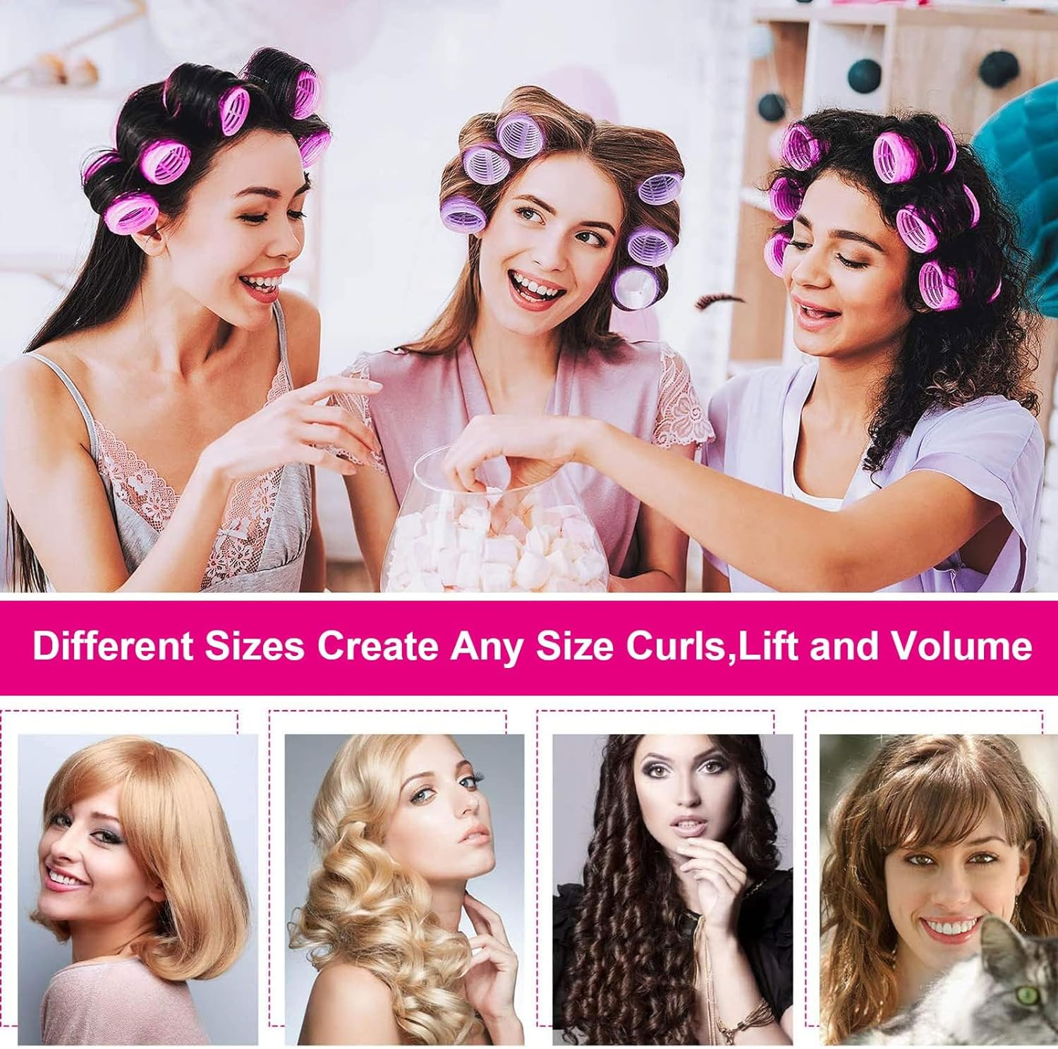 Hair Rollers, Velcro Rollers for Hair, 3 Sizes Hair Curlers Roller with Clips and Steel Needle Comb for Long Hair, Short Hair, Thin Hair, Bangs (25 Pcs) image number 6