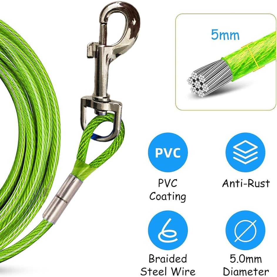 Tie Out Cable for Dogs | Long Dog Leash for Yard and Camping - Heavy Duty Dog Lead for Large Dogs up to 250 Lbs | Yard Lead for Dog Training image number 5