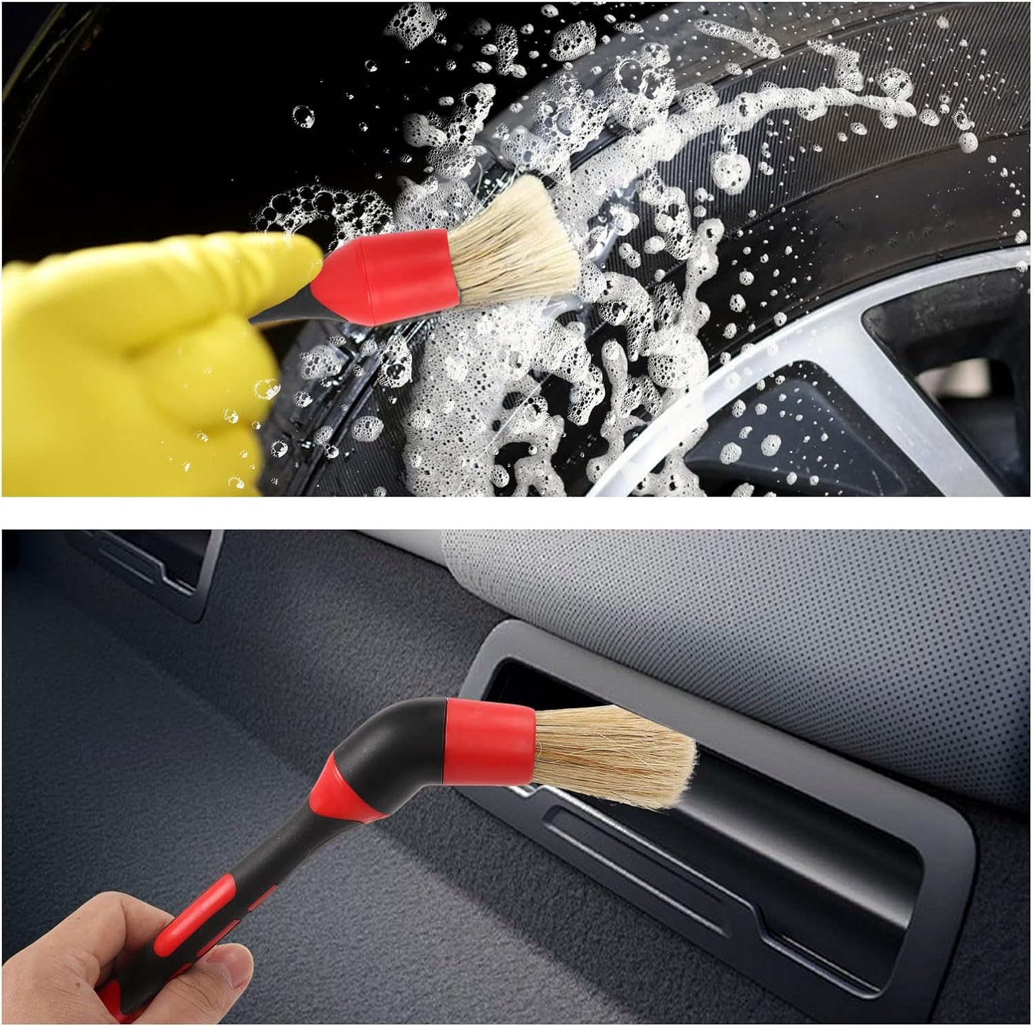 6Pcs Car Wheel Brush Kit, Bendable & Durable Wheel Rim Cleaner Brush Set Microfiber Rim Cleaner Brush and Car Detailing Brush for Wheel Care and Cleaning image number 2