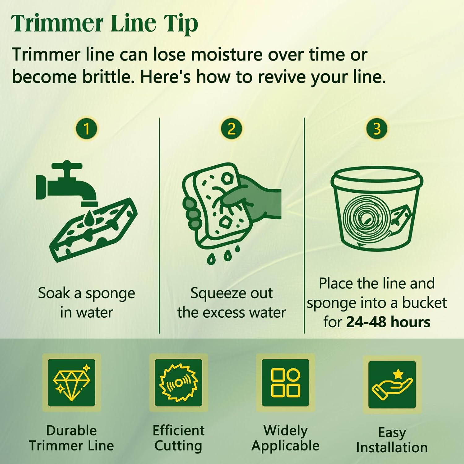 UCINNOVATE 0.105 Inch Square Weed Wacker String Heavy Duty, 1LB Flexible Nylon Trimmer Line 197Ft, Sharp Whipper Snipper Cord for Line Trimmers, Weed Wackers, Brush Cutter (2.7Mm&times;60M) image number 4