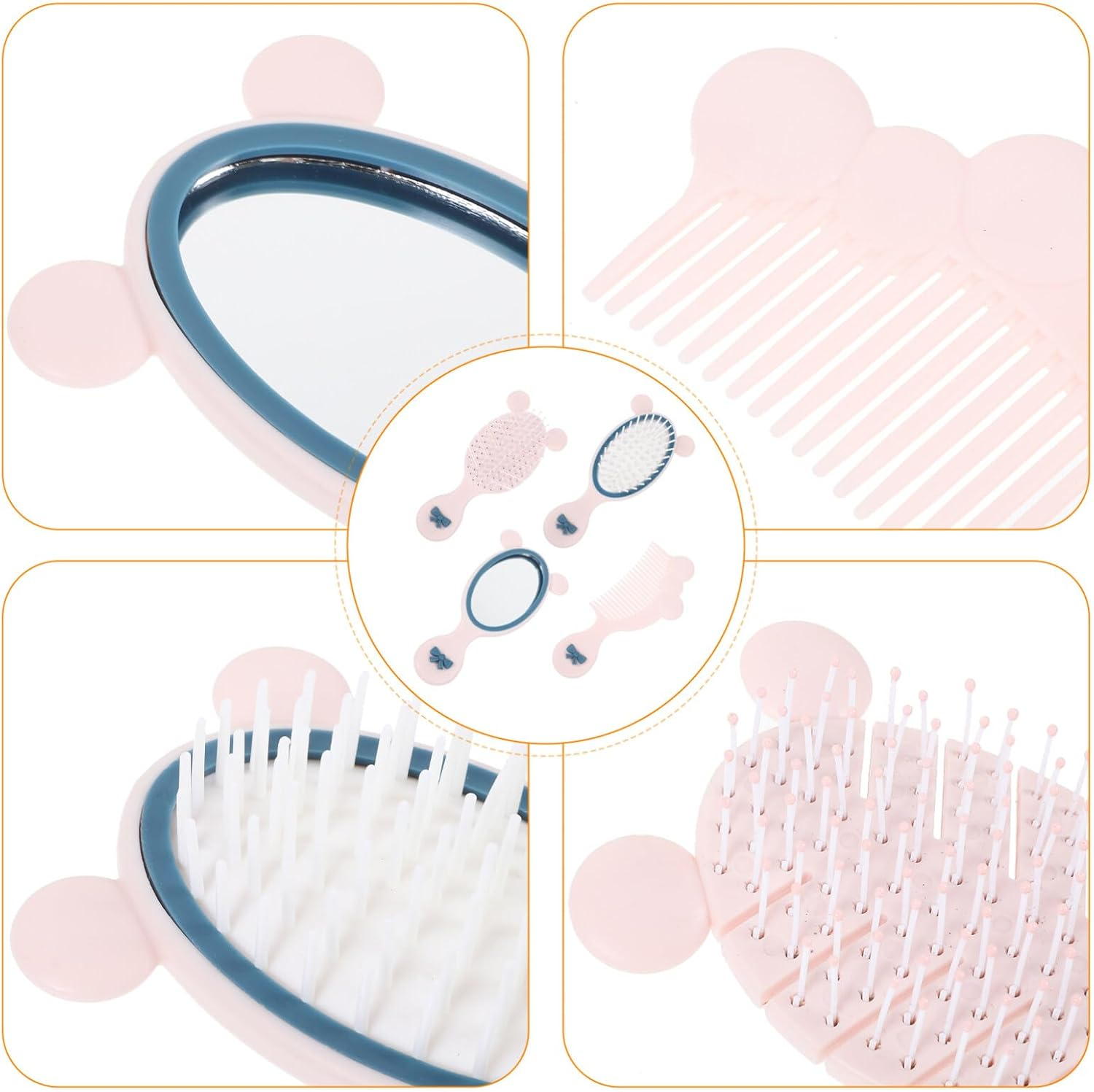 FRCOLOR Toddler Hair Brush Set Comb Styling Brush Mirror Handheld Perfect Hair Care for Girls image number 5