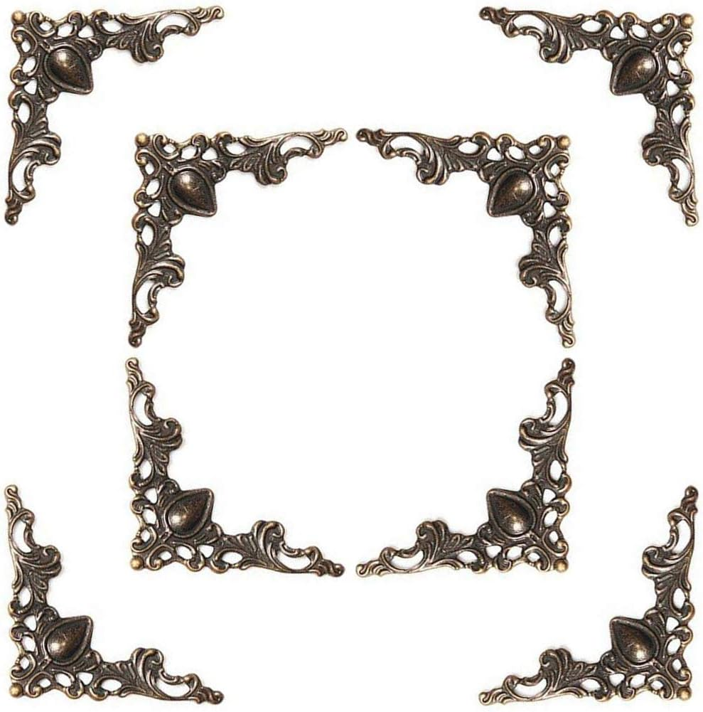 48 Solid Pure Copper Box Corner Protectors, Retro Table Edge Cover, Cabinet Furniture Decoration Edge Safety, Desktop Jewelry Box Corner Protectors (Bronze)