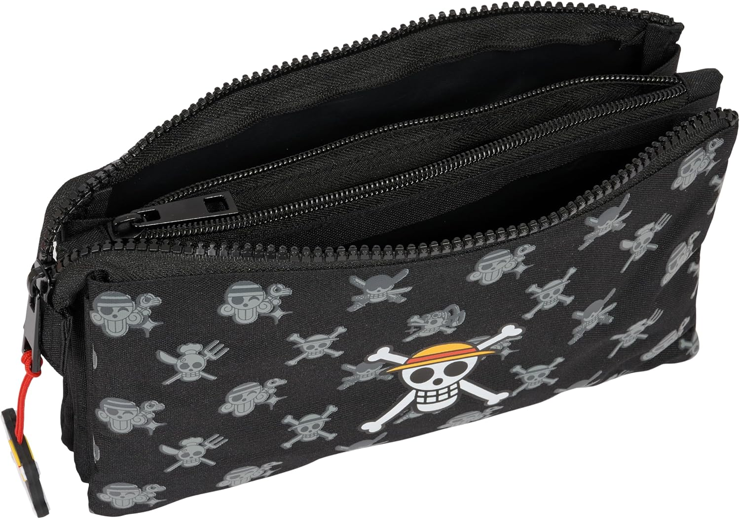 Safta One Piece &ndash; Triple Pencil Case, Children'S Pencil Case, Ideal for School-Aged Children, Comfortable and Versatile, Quality and Resistance, 22 X 3 X 12 Cm, Black, Black/White, Est&aacute;ndar, Casual,