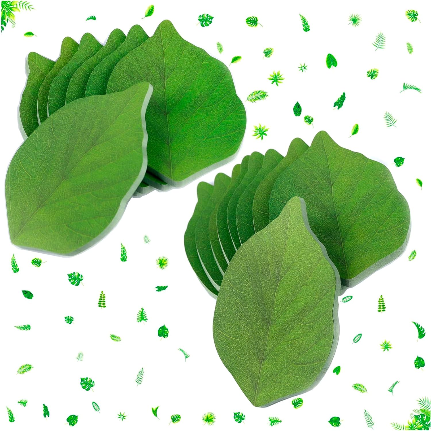 800-Sheet Leaf Sticky Notes, 50 Sheets/Pad X 16 Pads - Green Paper Notes with Leaf Stickers image number 5