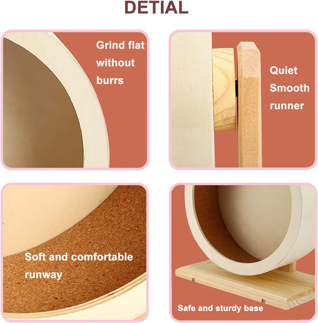 Antiai Hamster Wooden Silent Wheel, 9.8 Inch Small Animal Exercise Wheel Accessories, Quiet Spinner Hamster Running Wheels Prevent Depression Toys for Hamsters, Gerbils, Mice and Other Small Pets（L） image number 6