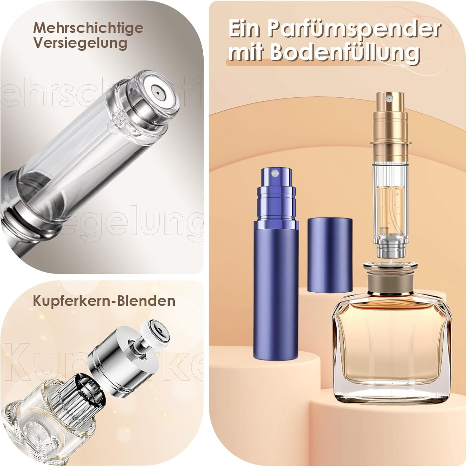 JOOMOKO 5 Ml Perfume Filler Refillable Perfume Atomiser for on the Go Filling Technology without Funnel Empty Perfume Atomiser Spray Bottle for Travel on the Go (Purple)