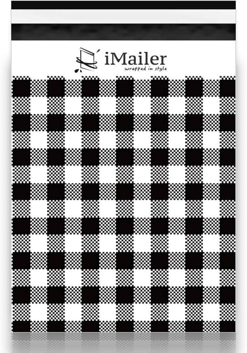 200 Count - 6X9 Inch, Poly Mailer Black Gingham Plaid Envelope, Mailing Shipping Bags with Self Seal Strip