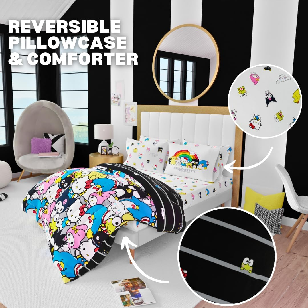 Franco Sanrio Hello Kitty & Friends Bedding 7 Piece Super Soft Comforter and Sheet Set with Sham, Full, (100% Official Licensed Product) Collectibles image number 3