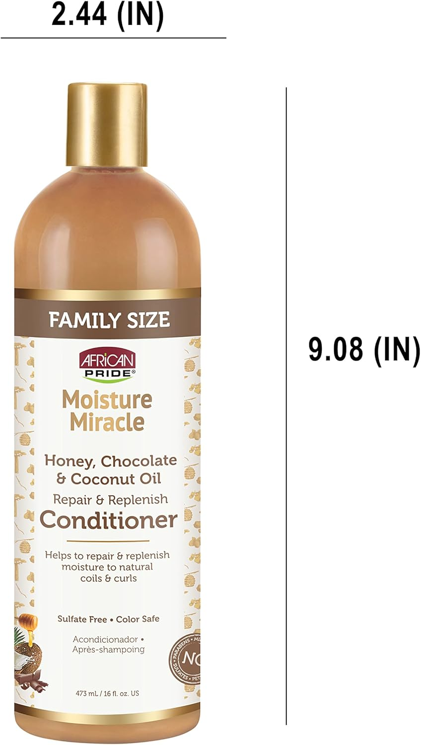 African Pride Moisture Miracle Conditioner Honey, Chocolate & Coconut Oil 473Ml (160Z) image number 2