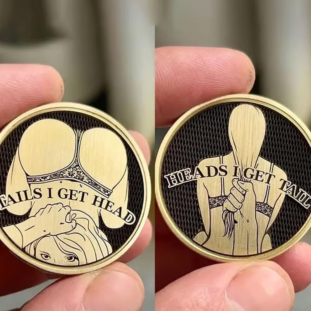 Funny Heads and Tails Coins, Heads I Get Tail - Tails I Get Head Double Side Adult Sexy Coin - Adult'S Challenge Coins,Challenge Coin,Funny Prank for Men Women Date Night Ideas,Commemorative Coins