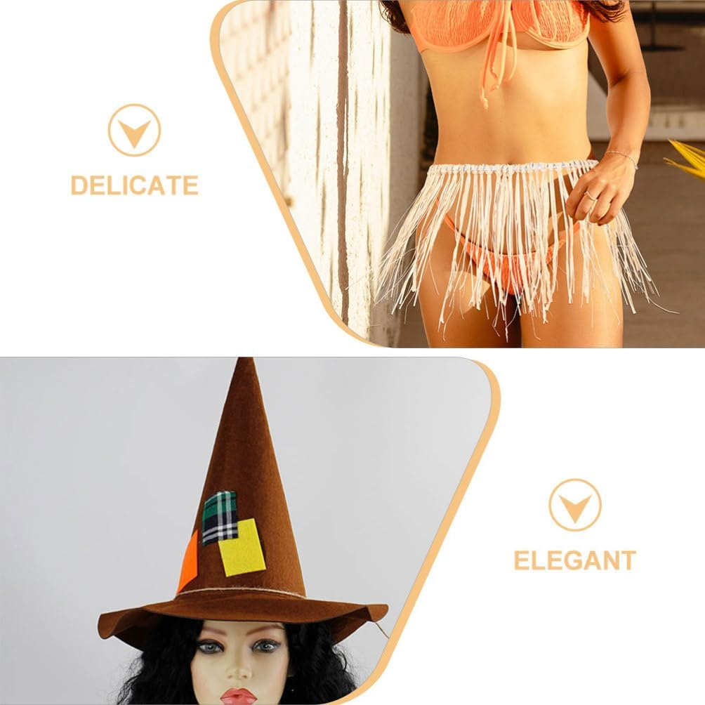 Cabilock Grass Skirt Hawaiian Skirt for Party Raffia Hula Raffia Dance for Adult Costume Performance Dress for Festival Decor image number 4