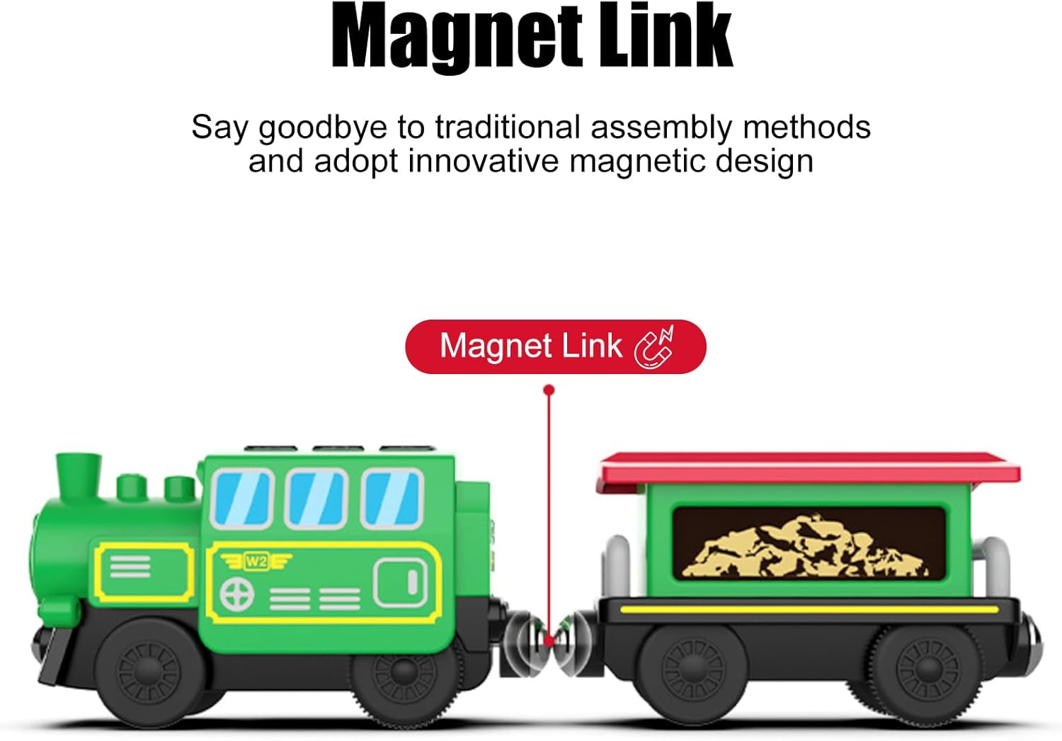 B-Qtech Motorized Train for Wooden Tracks, Battery Operated Locomotive Train,Remote Control Locomotive Train Set for Toddlers, Electric Train Toy Compatible with Thomas Brio Railway Track image number 3