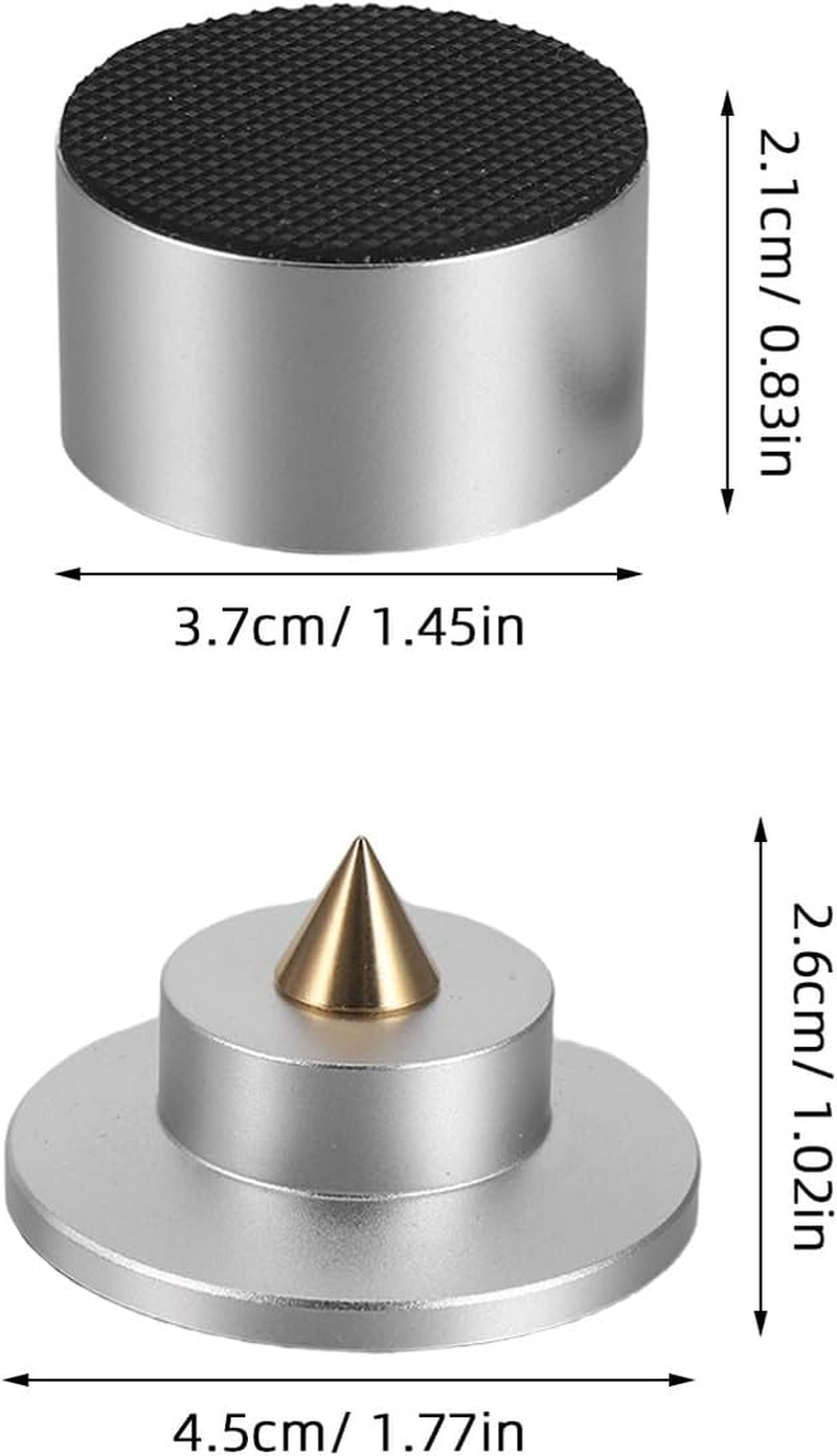 LRXIYODE 4Pcs Silver Metal Speaker Isolation Spikes with Vibration Dampening Pads for Hifi Audio Systems, Anti-Vibration Loudspeaker Feet for Turntables, CD Players, and Home Sound image number 5