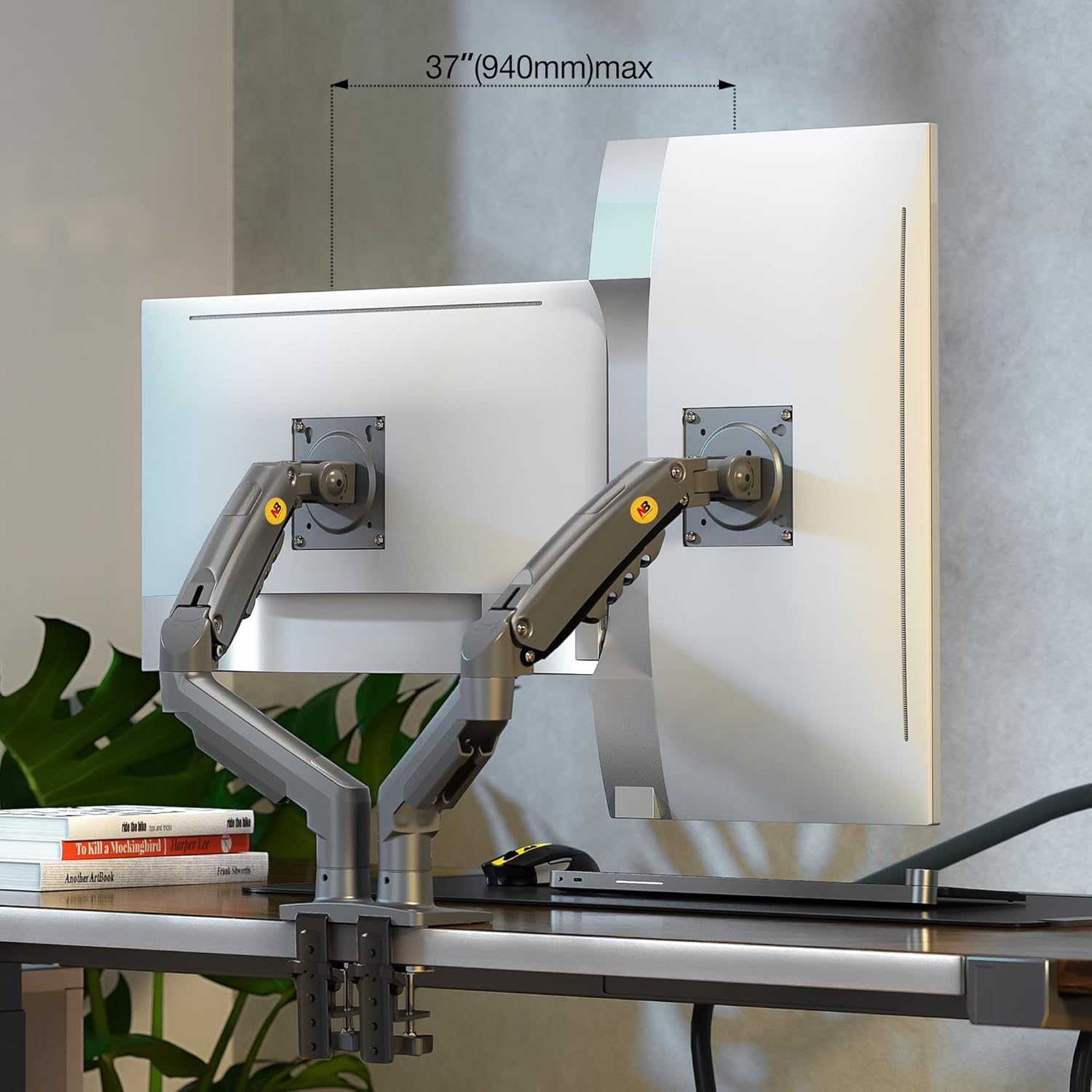 NBAV Mounts NB New F160 Dual Monitor Full Motion Desk Mount with Gas Spring for Two Computer Monitors 17 - 30Inch LED LCD Flat Panel Tvs from 2Kg to 9Kg per Arm. image number 6