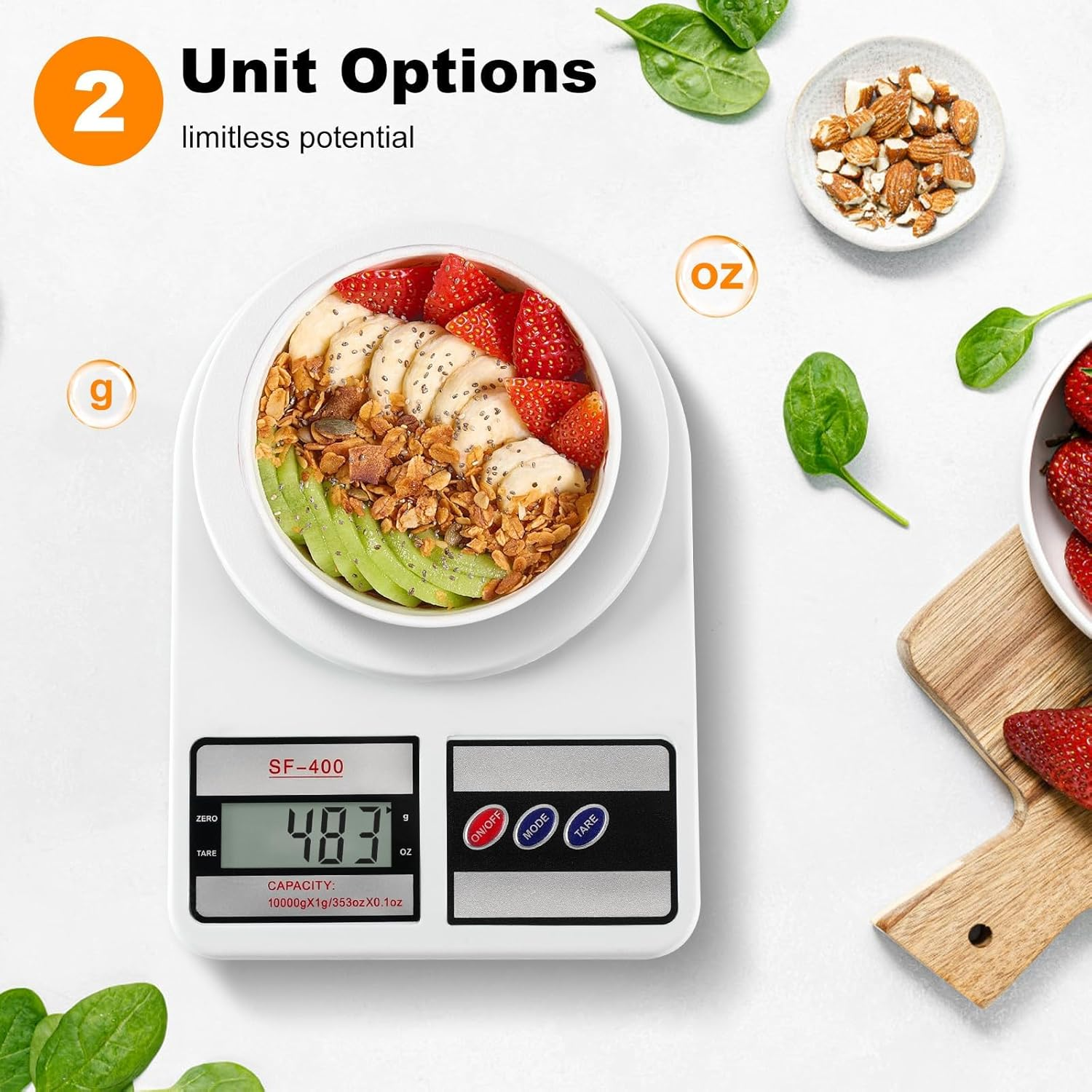 Digital Kitchen Scale 22Lb/10Kg Capacity, Stainless Steel Food Scale with Oz/G Units | Replaceable Battery Power | Ideal for Meal Prep, Cooking, Baking image number 2
