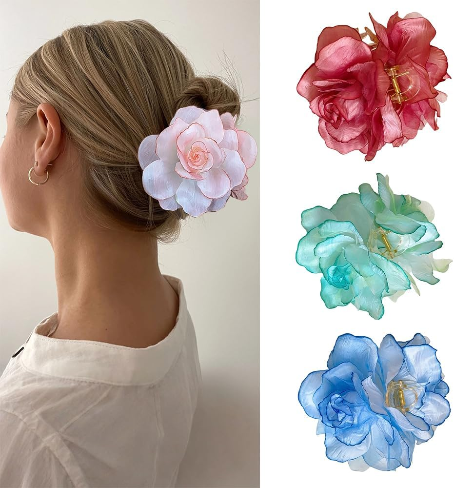 XFSRG Women'S Elegant Flower Hair Clips Large French Hair Pin for Weddings Parties Everyday Hair Accessories Women image number 6