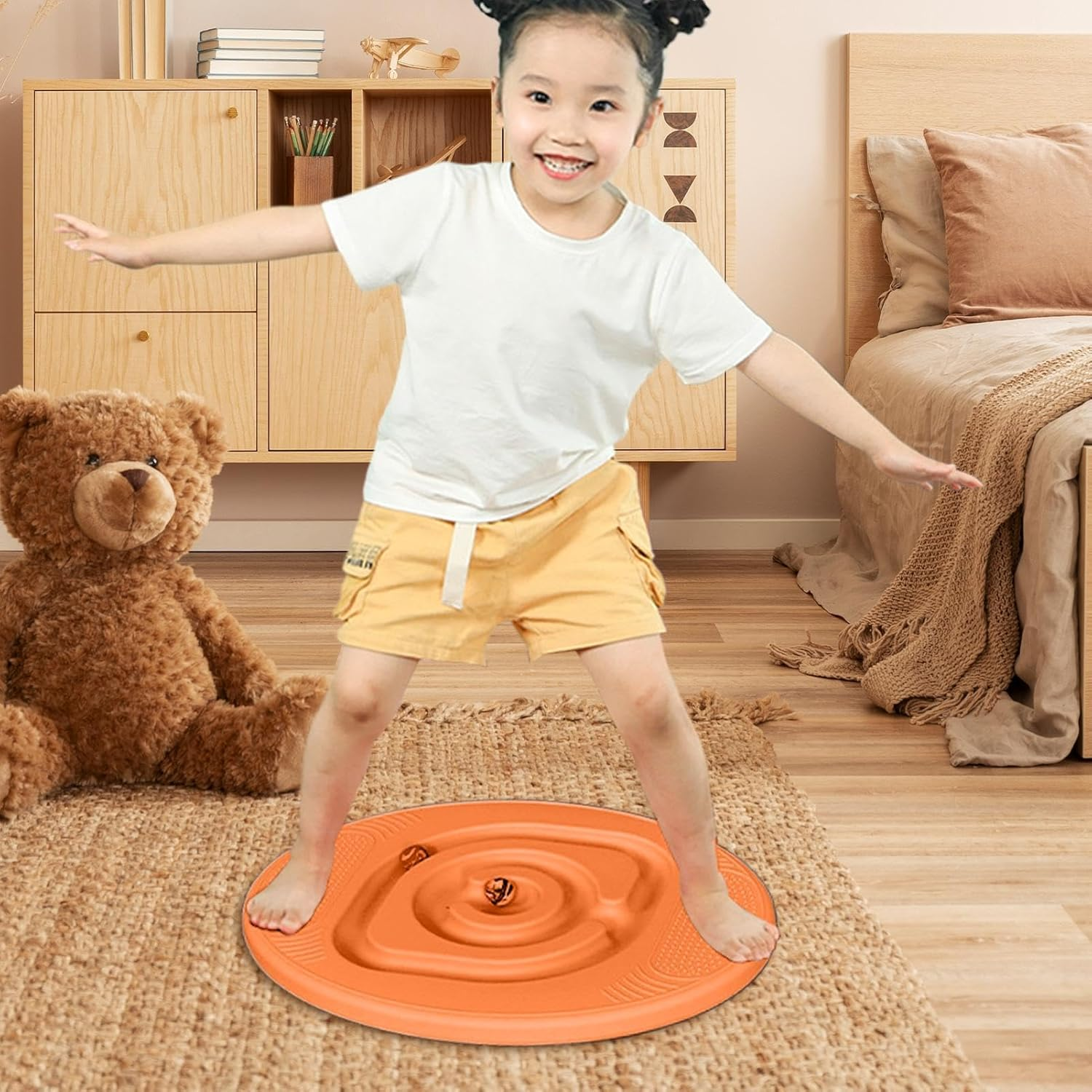 Balance Maze Board, Toddler Sensory Balance Toys Equipment, Wobble Balance Board for Kids 3 and up Years Old, Balance Board for Yoga and Physical Exercise, 46X36Cm/18.11X14.17 Inches image number 2